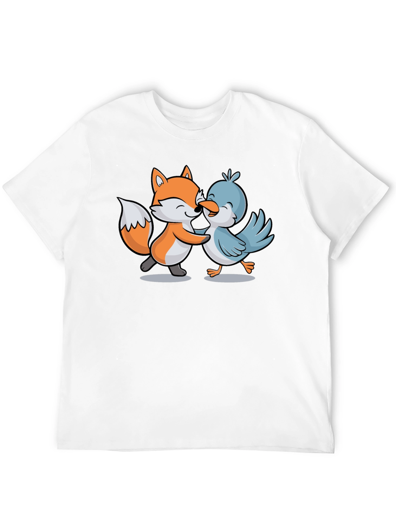 Fox & Bird Hugging Graphic Tee - Black