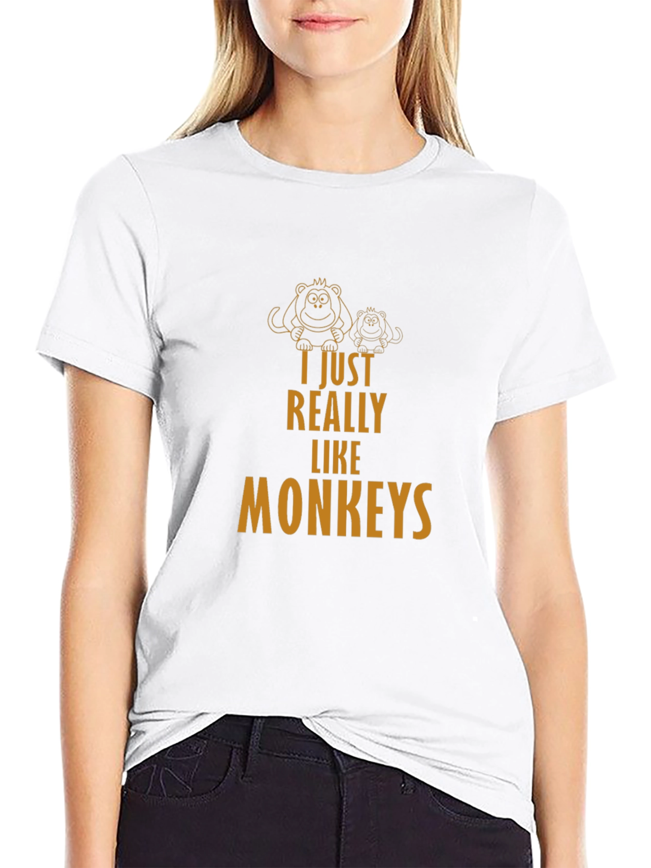 I Just Really Like Monkeys T-Shirt - Black Tee