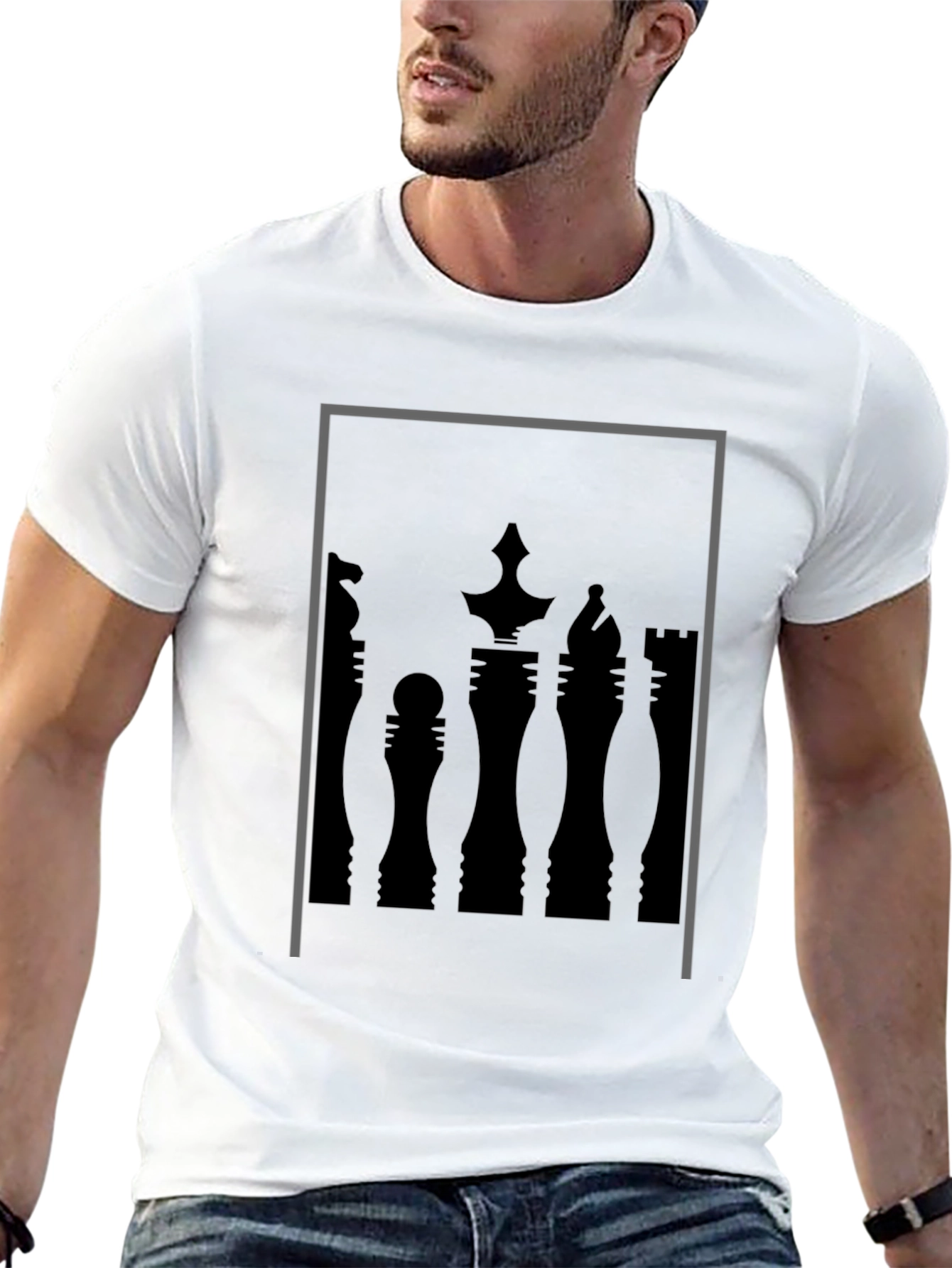 Chess Piece Silhouette Graphic T-Shirt