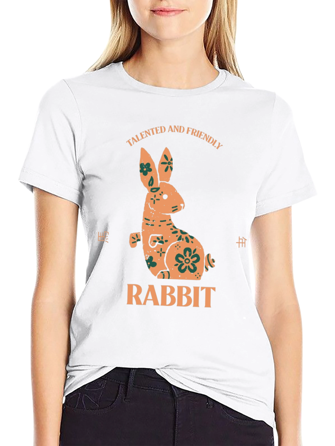 Talented Friendly Rabbit Graphic Tee - Black
