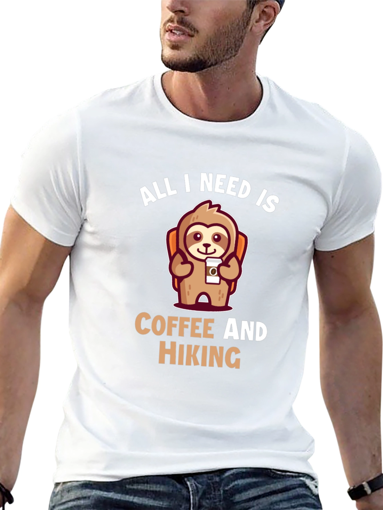 Hiking Sloth T-Shirt - Coffee Lover Tee