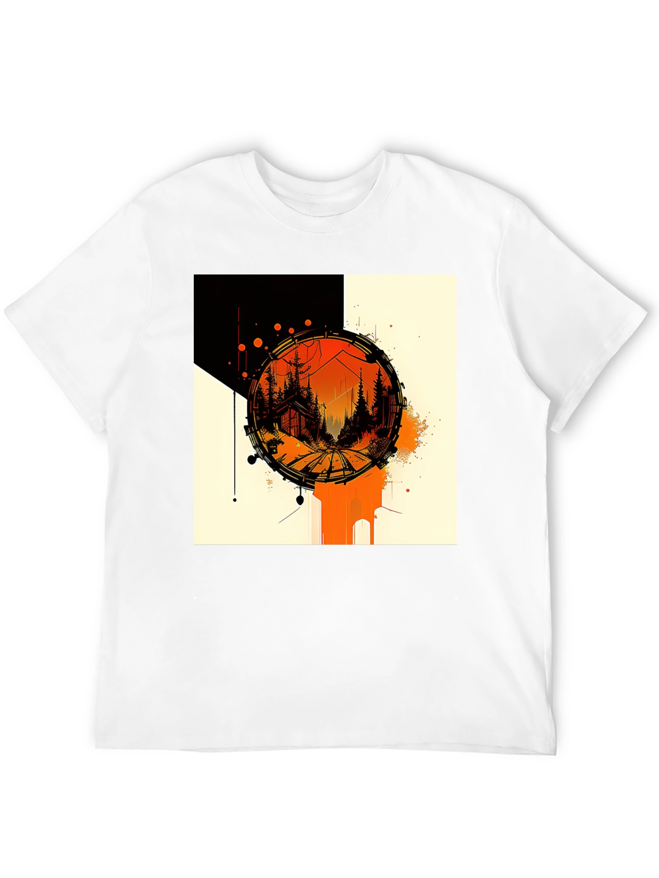Abstract Cabin in Woods Black Tee
