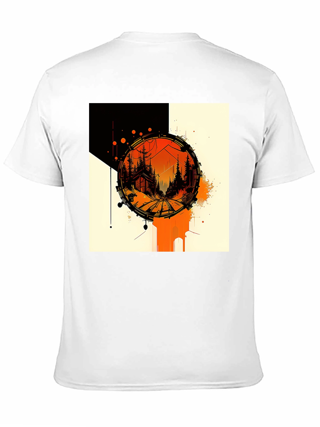Abstract Cabin in Woods Black Tee