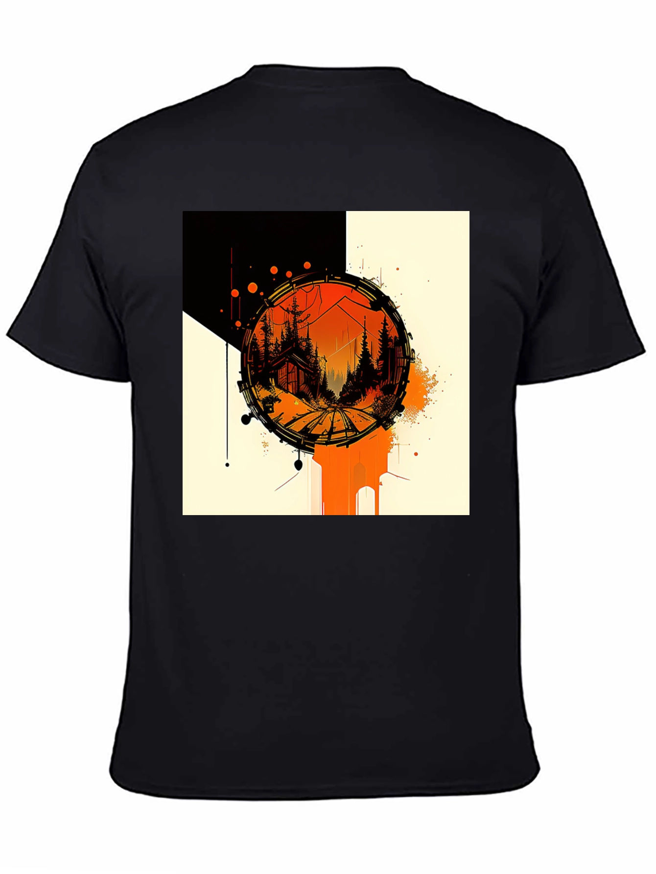 Abstract Cabin in Woods Black Tee