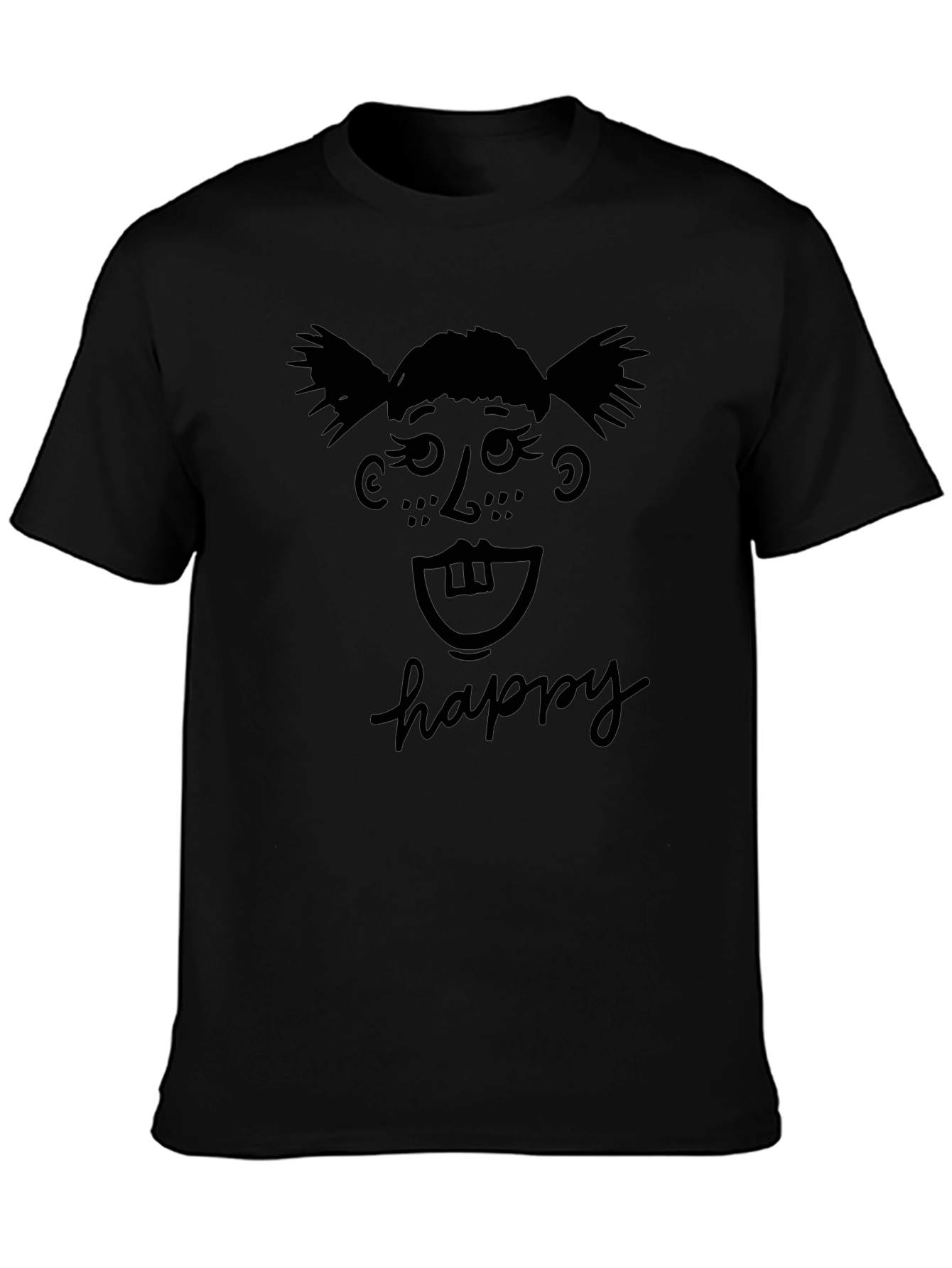 Happy Face Black T-Shirt Fun Novelty Tee