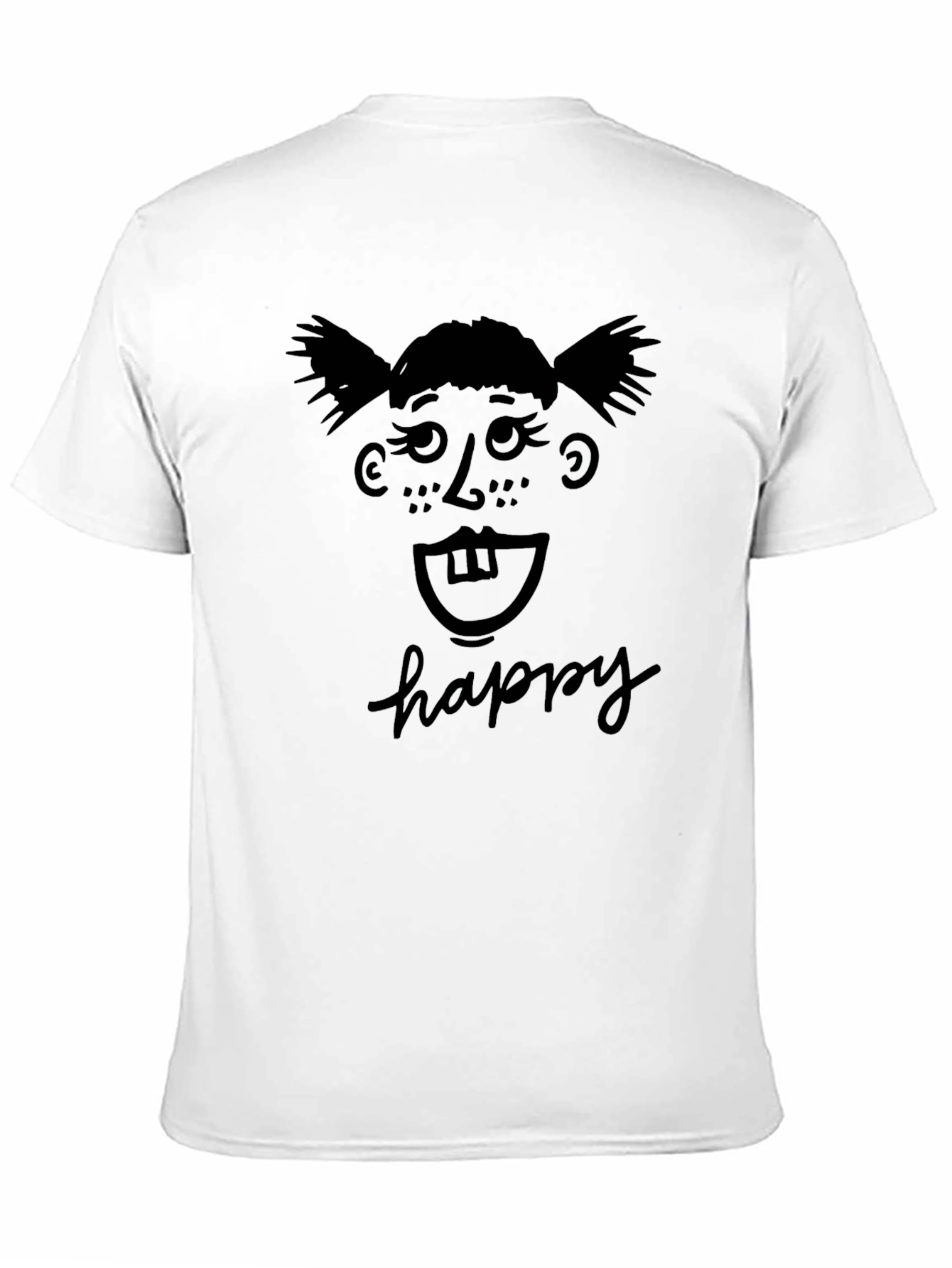 Happy Face Black T-Shirt Fun Novelty Tee
