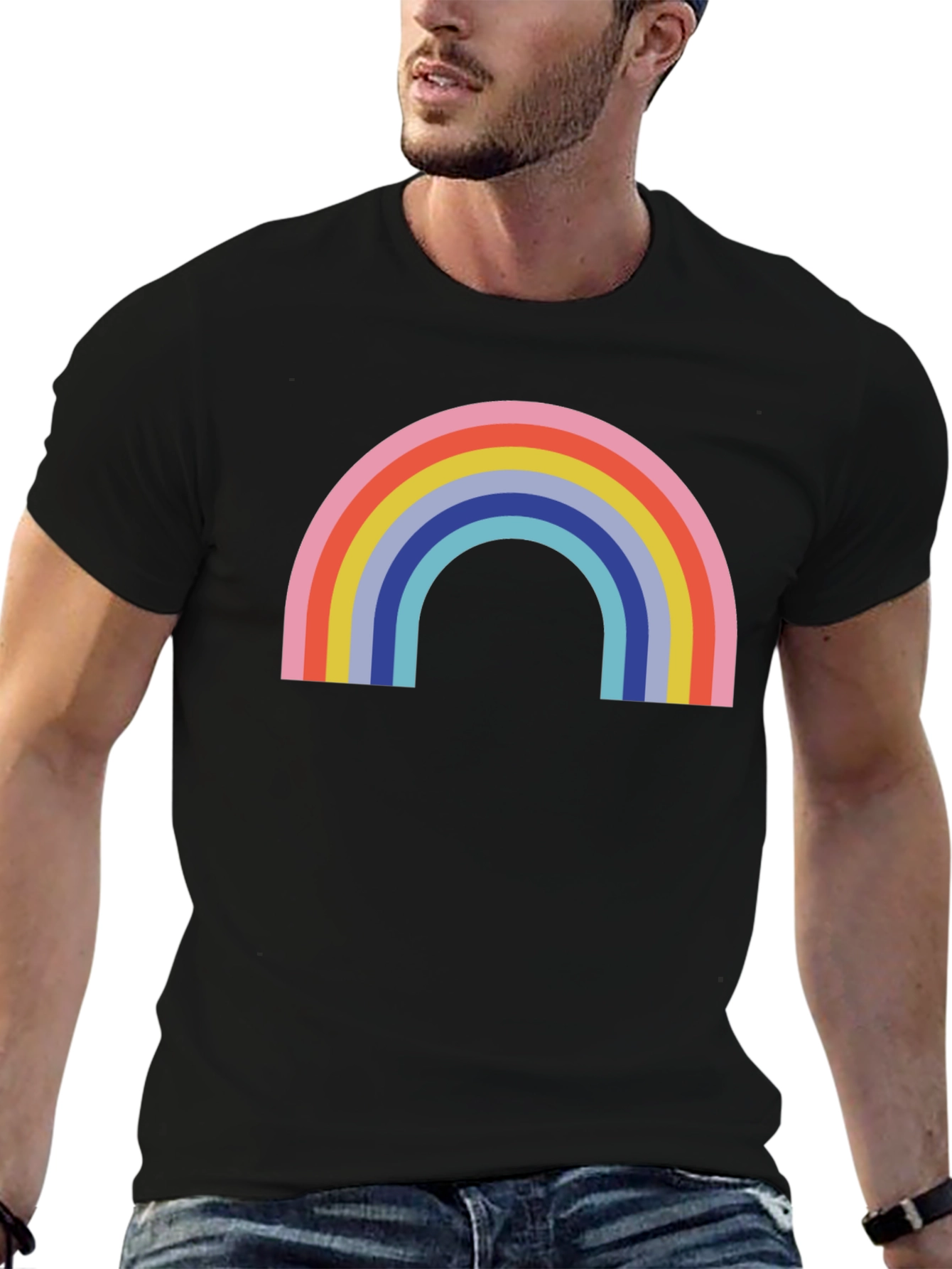 Retro Rainbow Graphic Tee - Classic Comfort
