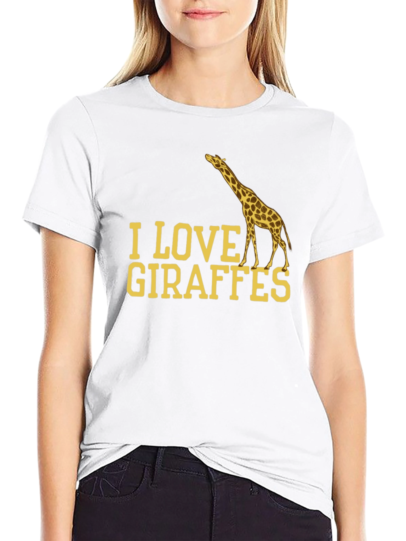 I Love Giraffes Black T-Shirt