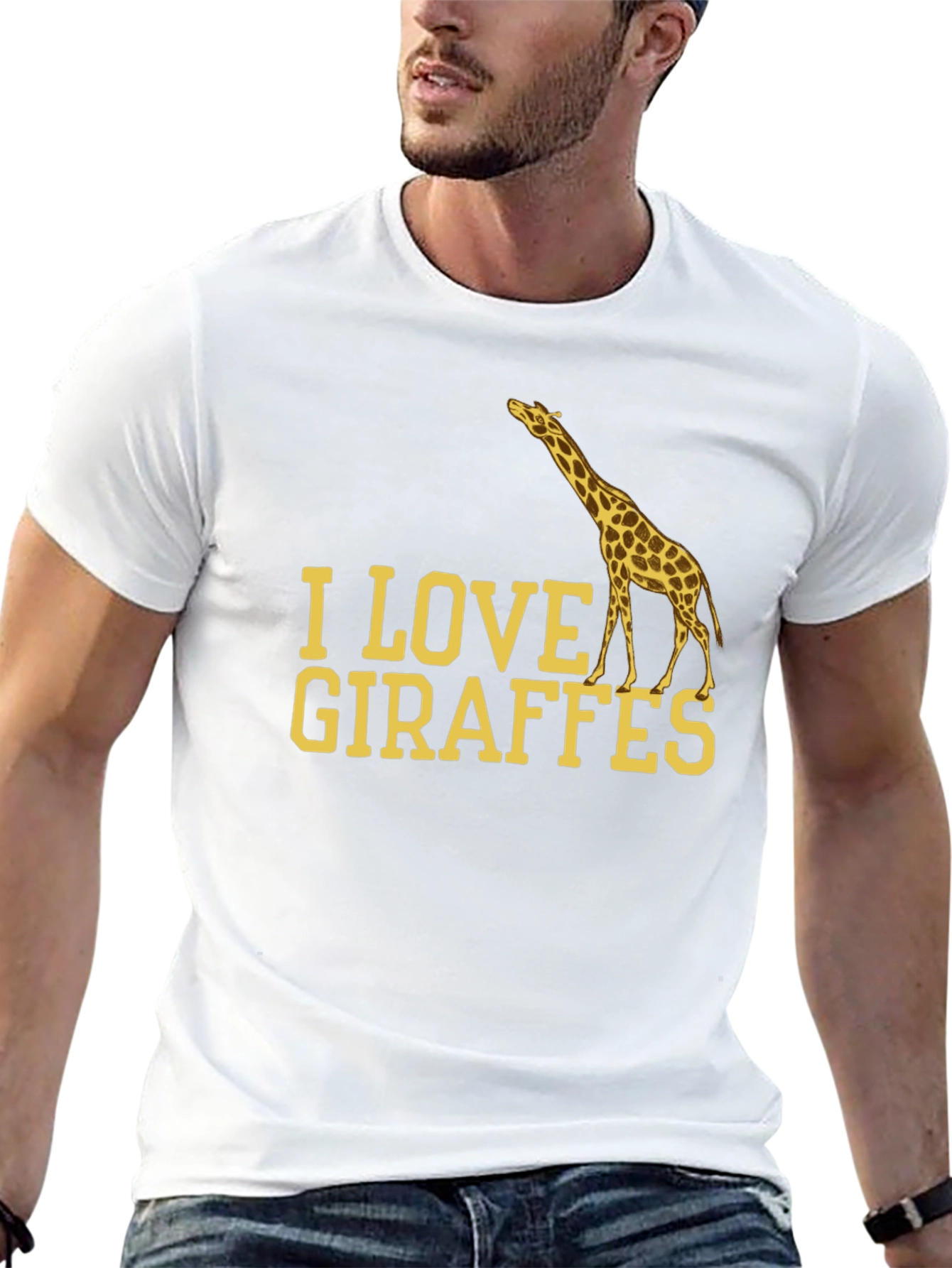 I Love Giraffes Black T-Shirt