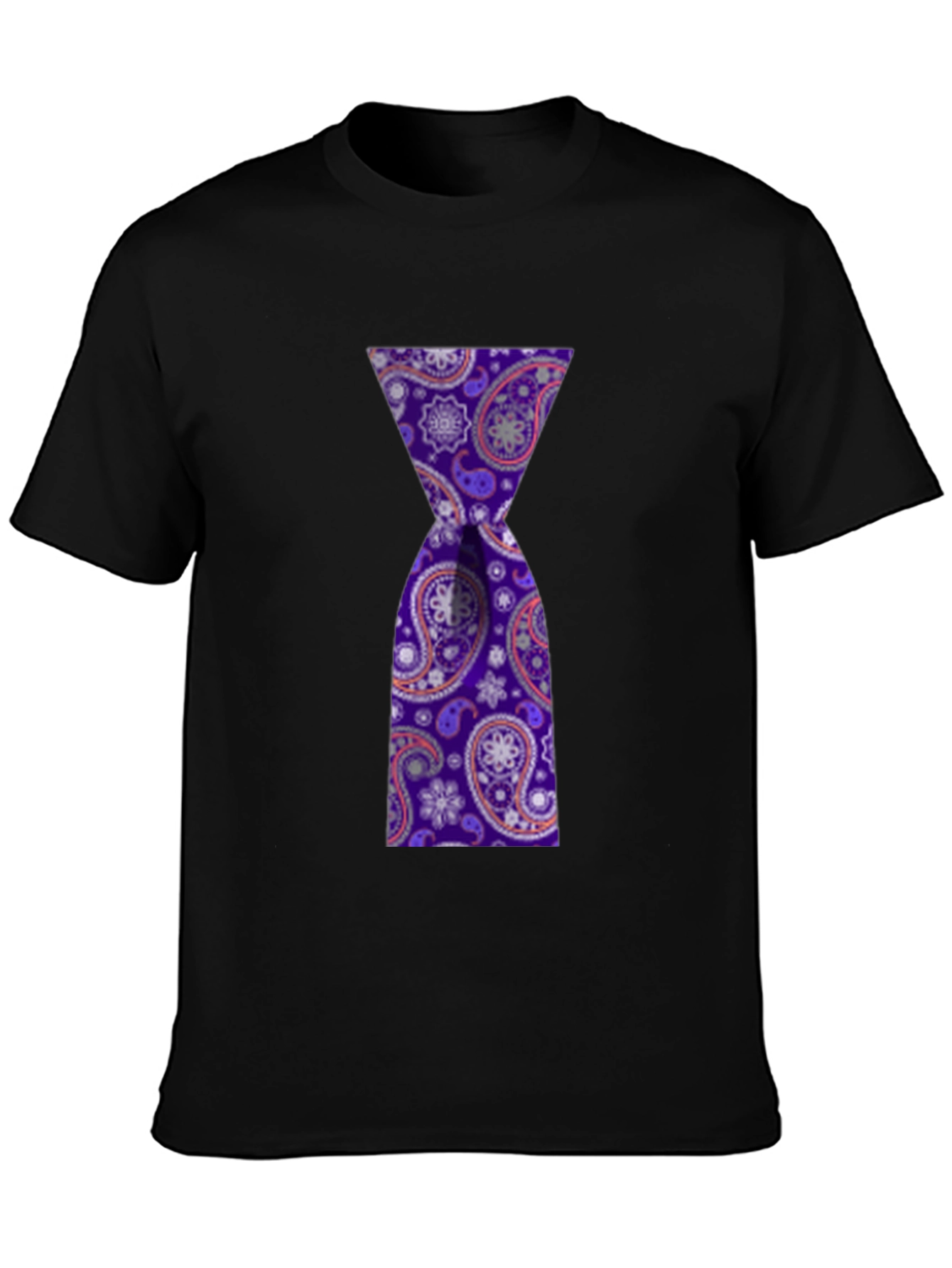Mens Black T-Shirt with Hourglass Paisley Design