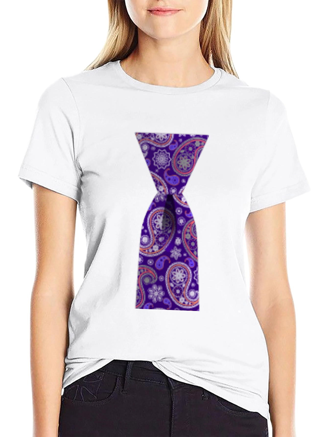 Mens Black T-Shirt with Hourglass Paisley Design