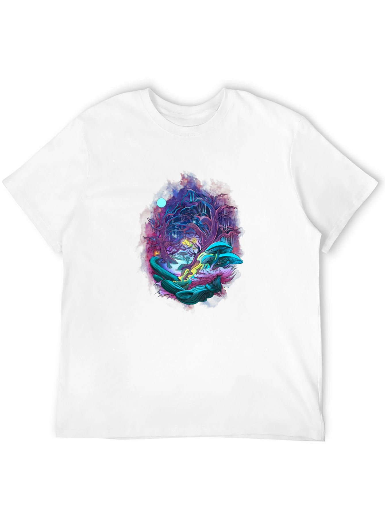 Mystical Forest Graphic Tee - Black Cotton Blend