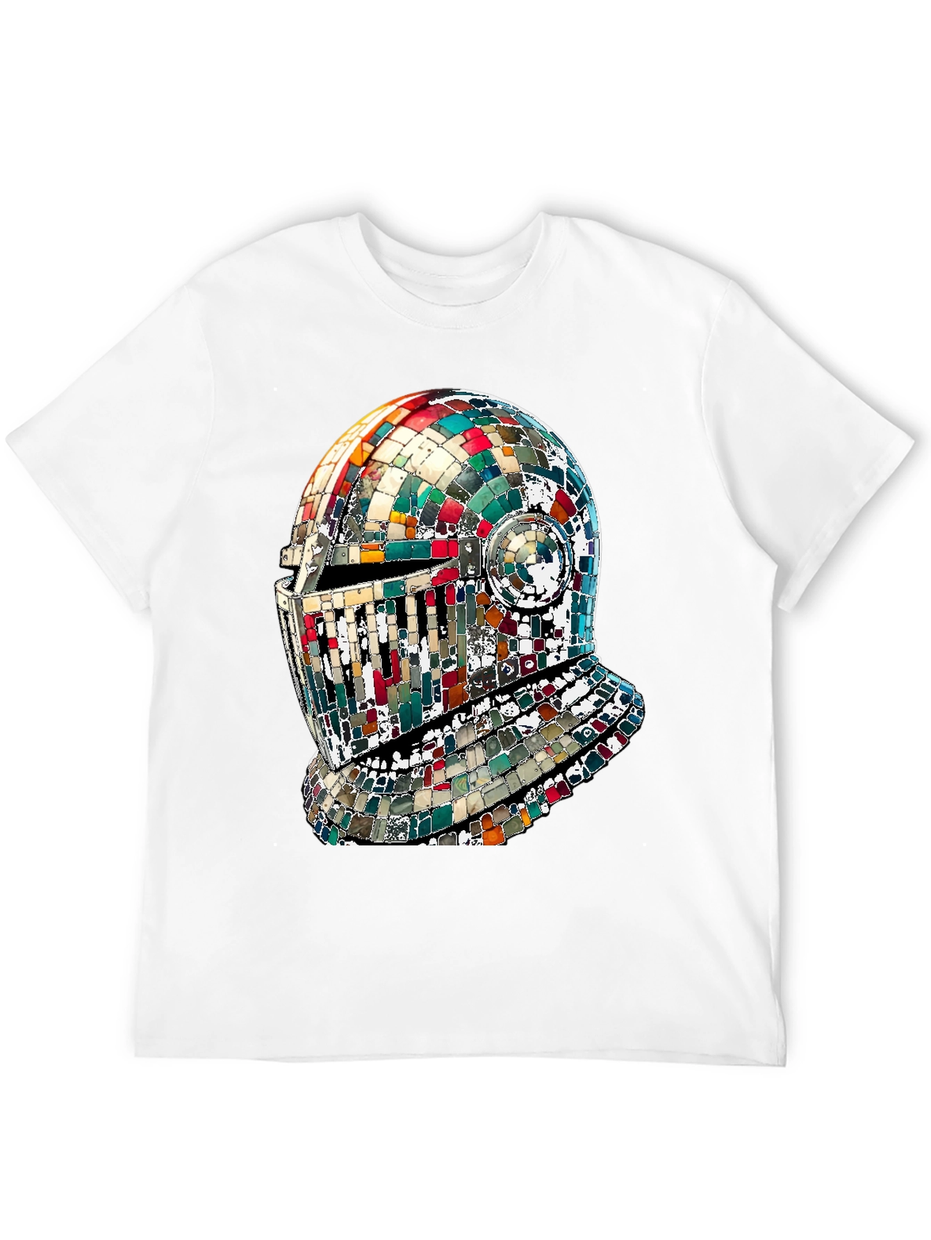 Mosaic Knight Helmet Graphic T-Shirt - Black