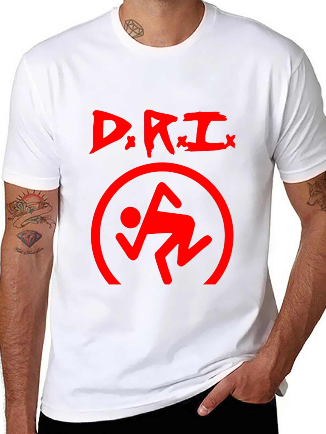 D.R.I. Logo Black T-Shirt - Red Graphic Print