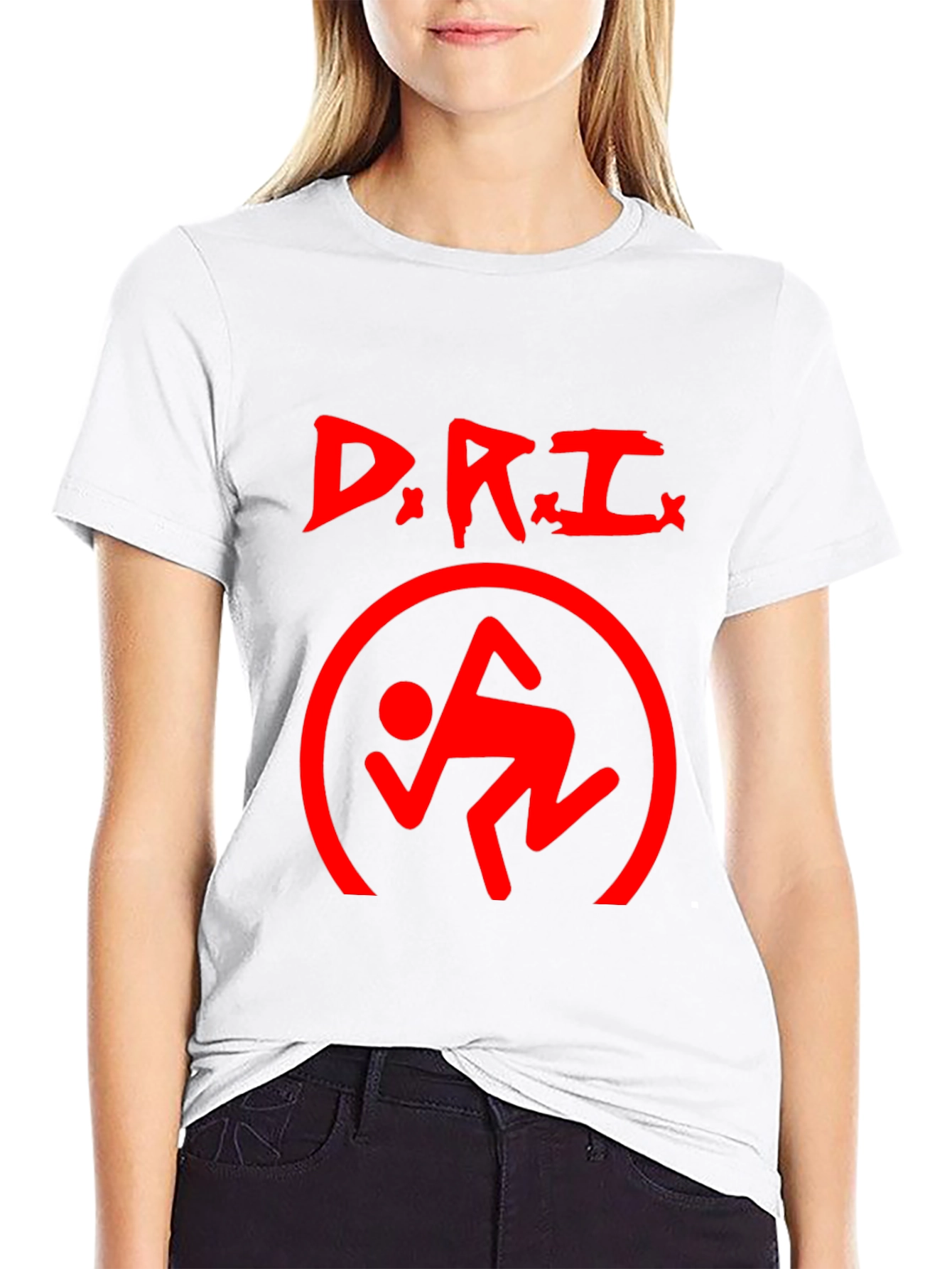 D.R.I. Logo Black T-Shirt - Red Graphic Print