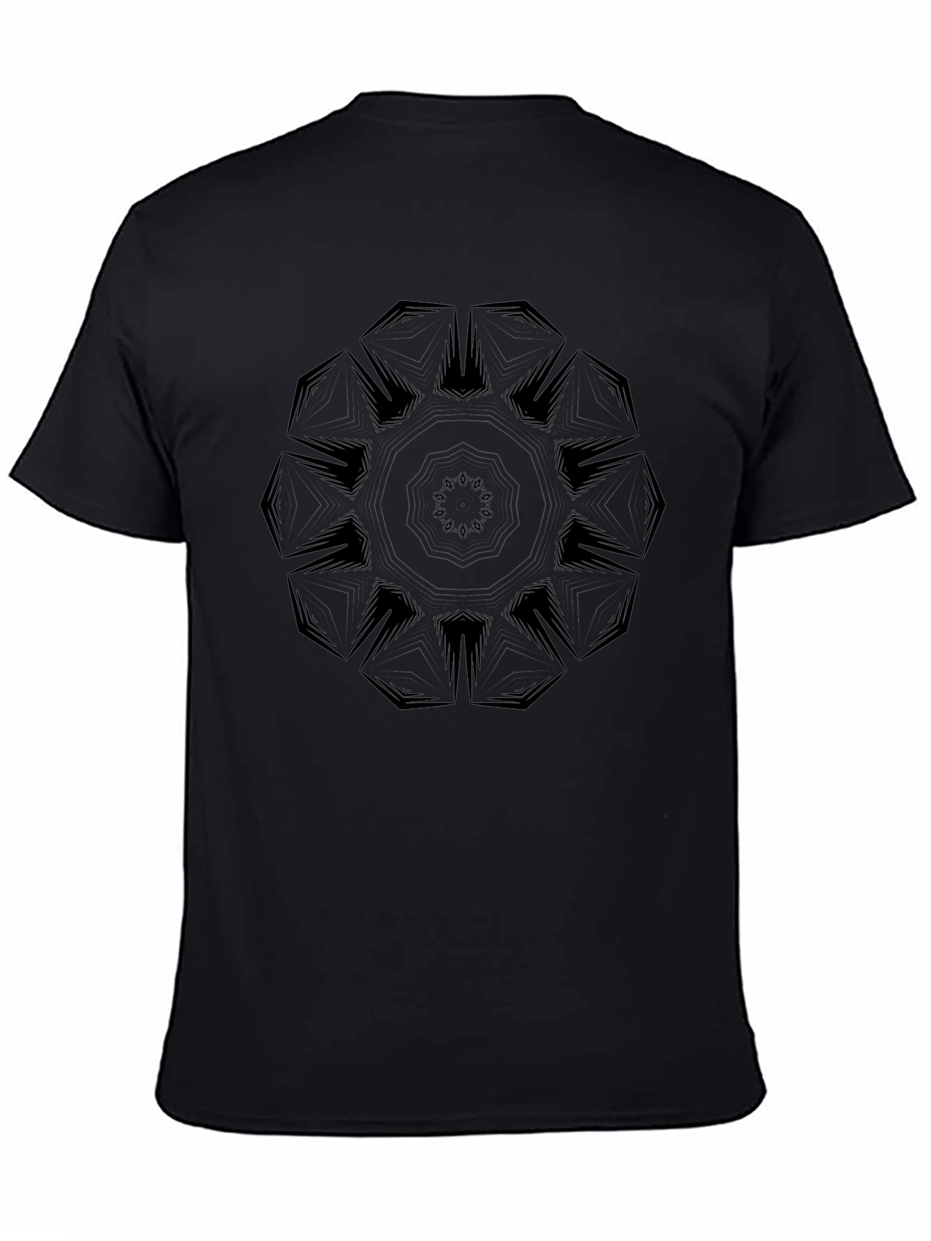 Mens Black Geometric Mandala Graphic Tee