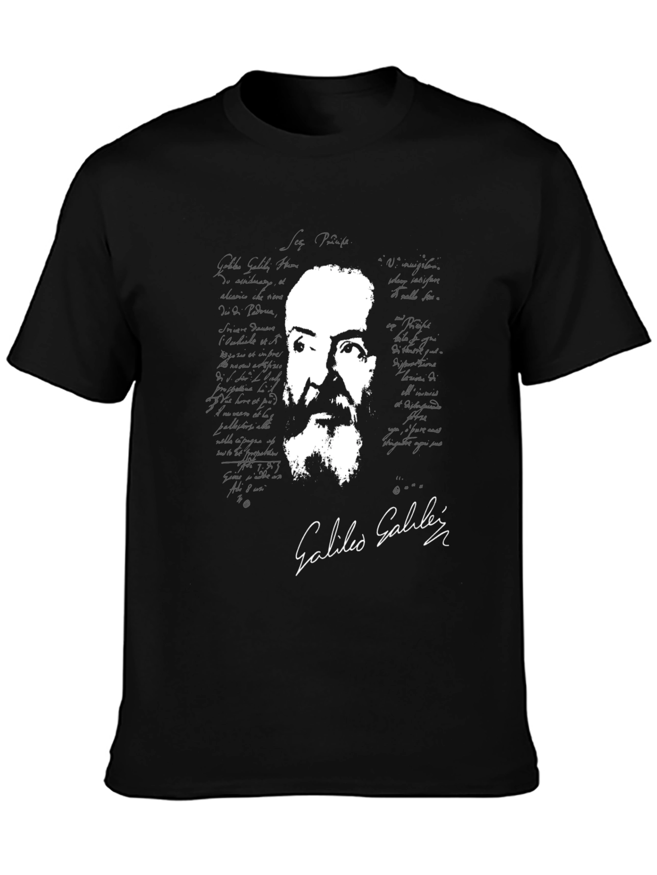 Galileo Galilei Portrait Graphic Tee - Black