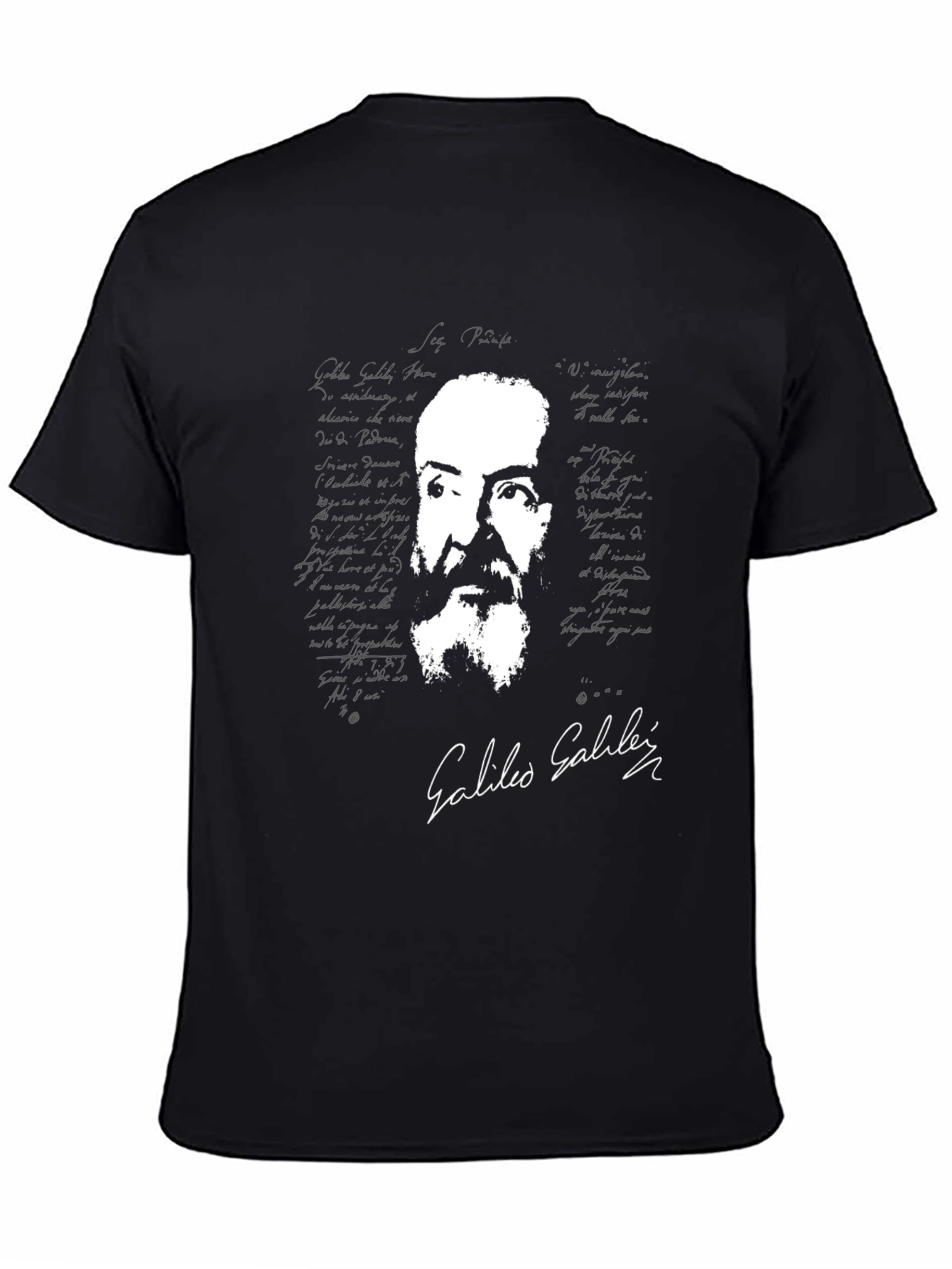 Galileo Galilei Portrait Graphic Tee - Black