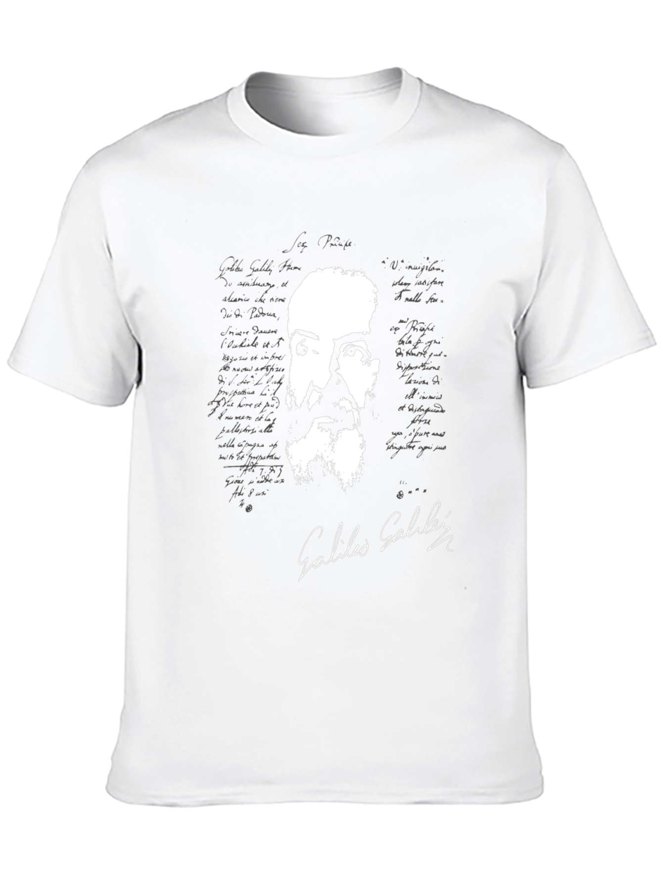 Galileo Galilei Portrait Graphic Tee - Black