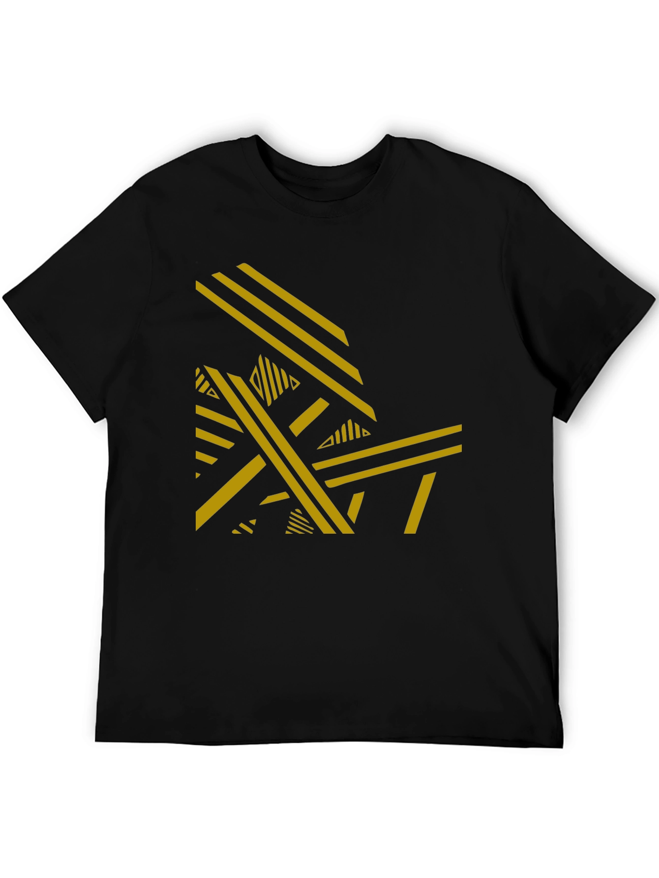 Abstract Geometric Pattern Black T-Shirt