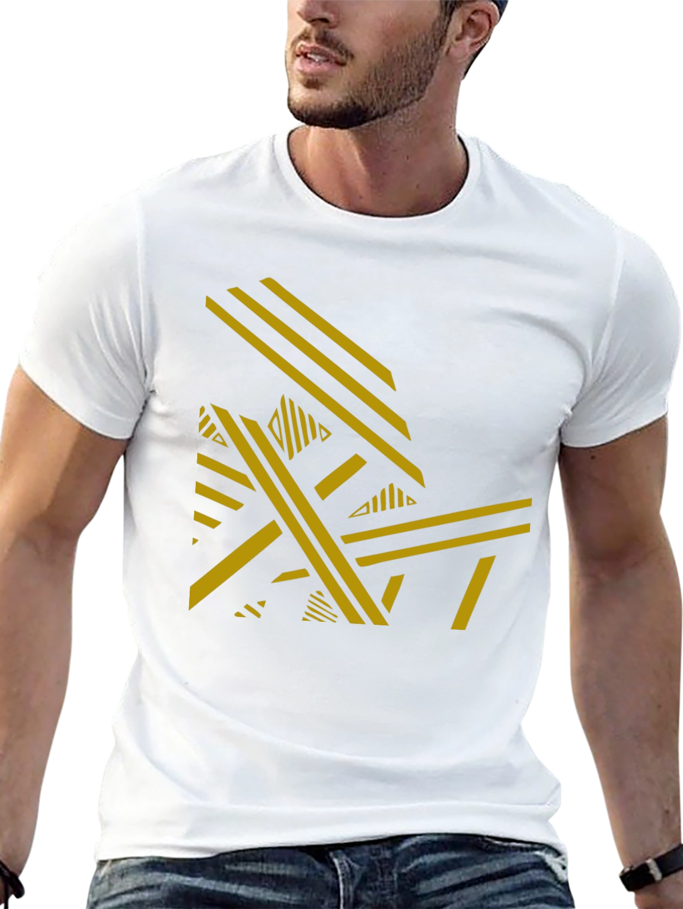 Abstract Geometric Pattern Black T-Shirt