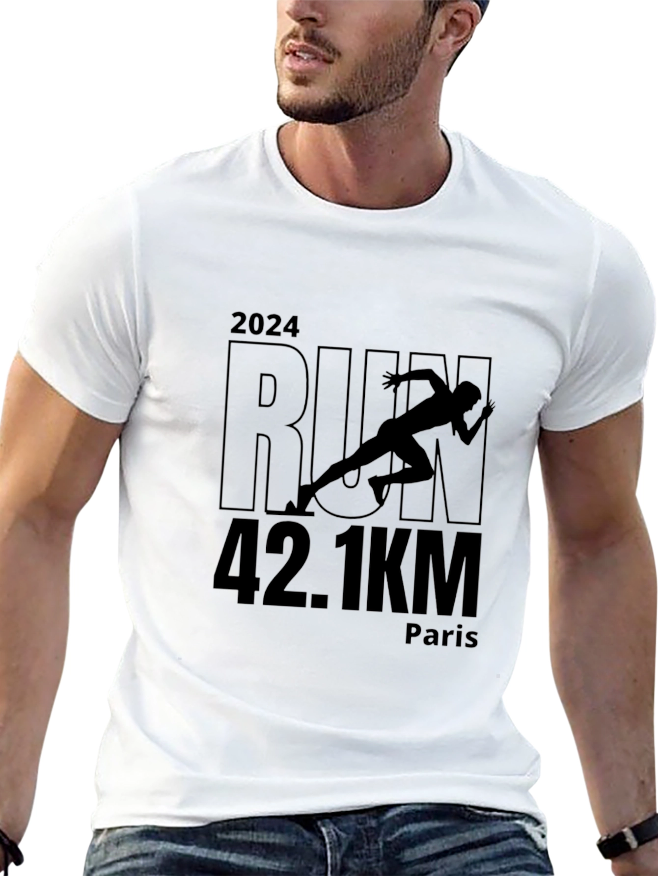 Marathon Run 2024 T-Shirt: Paris 42.1KM