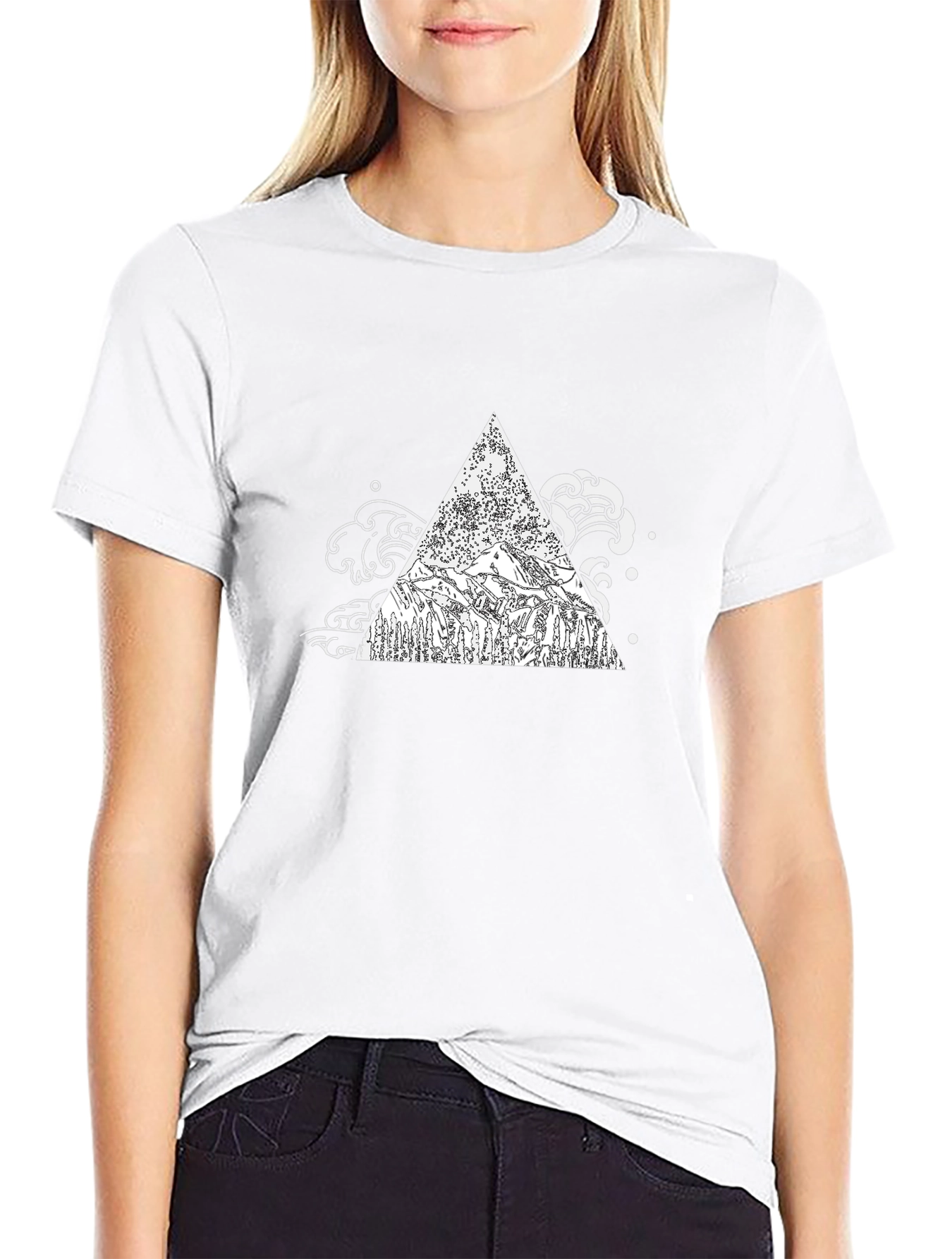 Mountain Peak Triangle Graphic Tee - Black