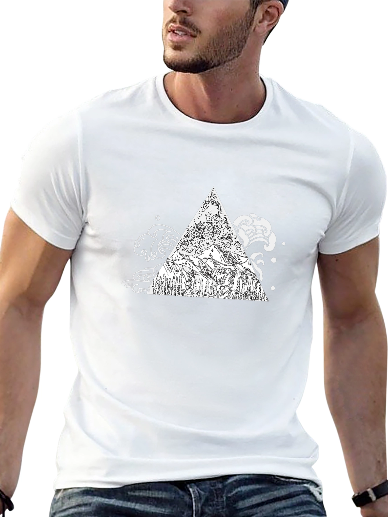 Mountain Peak Triangle Graphic Tee - Black