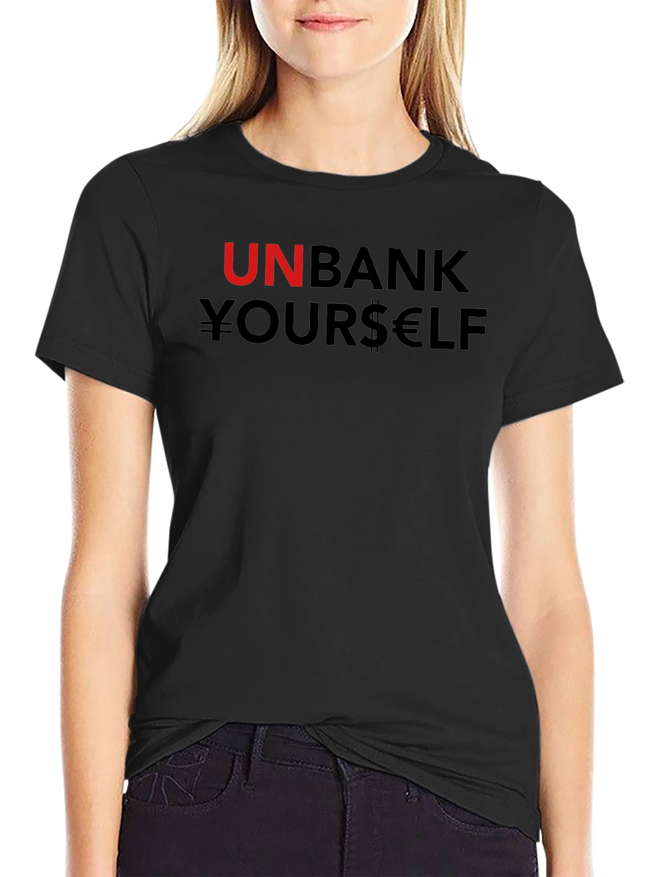 Unbank Yourself T-Shirt Black Cotton Blend