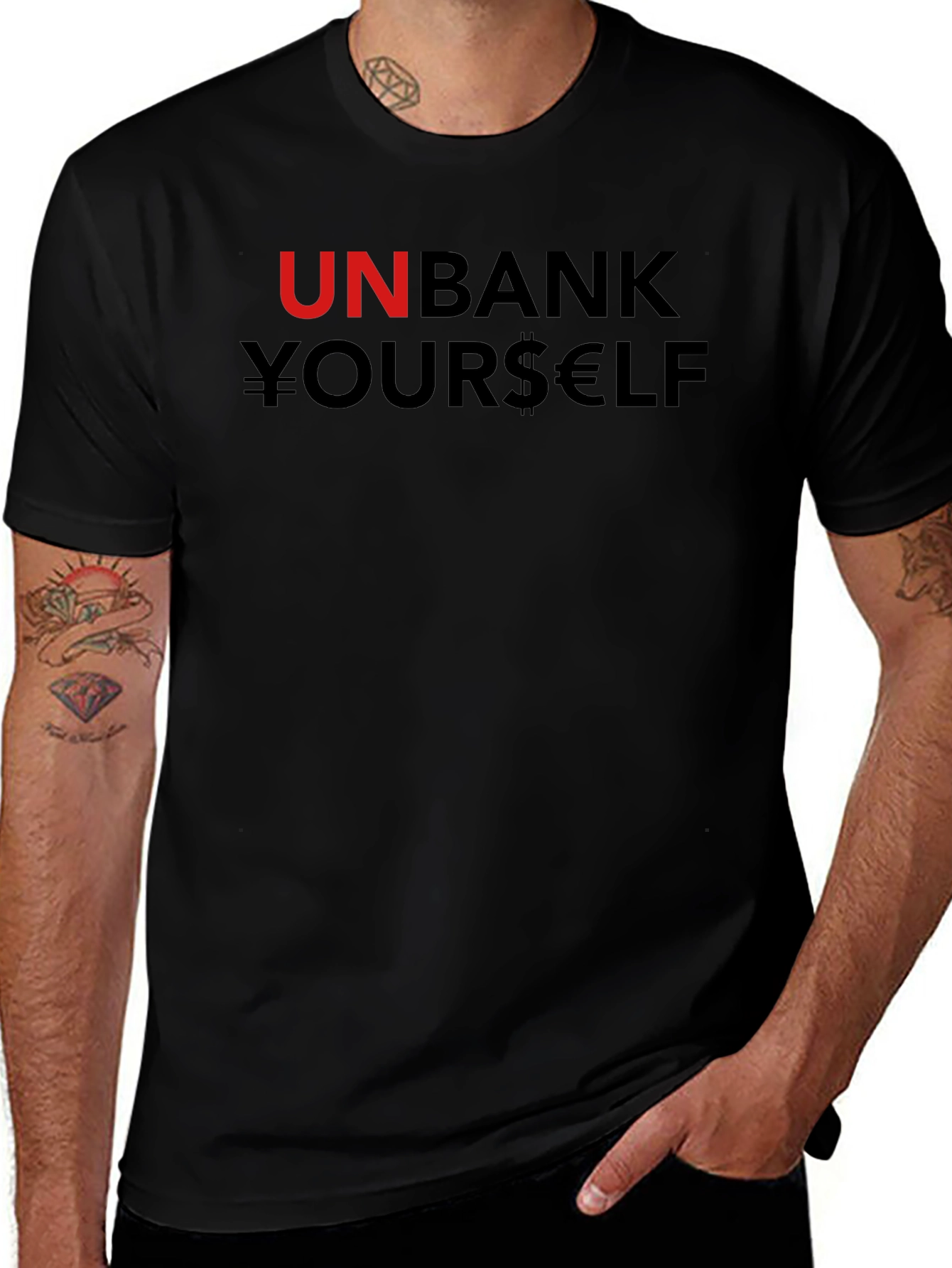 Unbank Yourself T-Shirt Black Cotton Blend