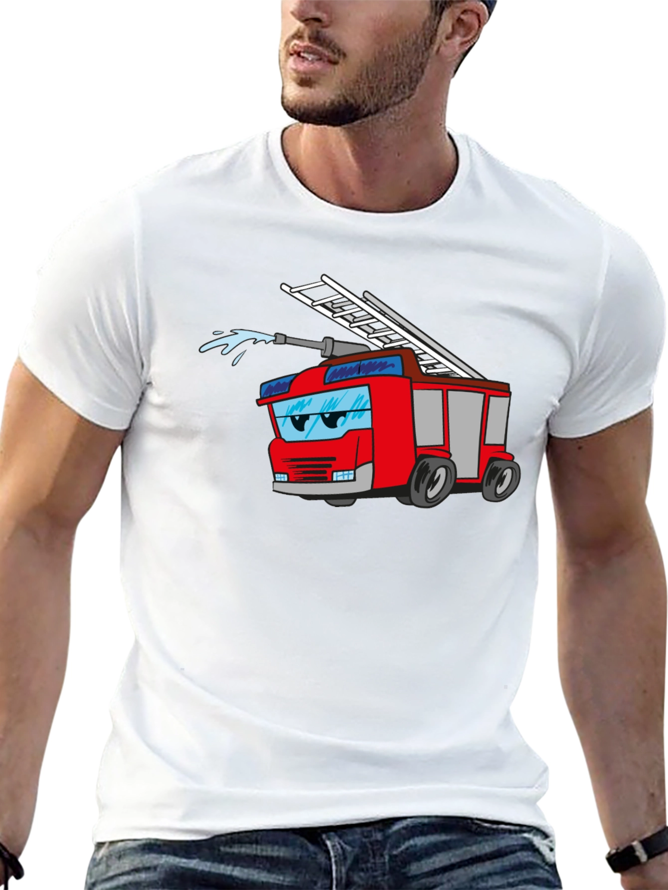 Cartoon Fire Truck Graphic Tee