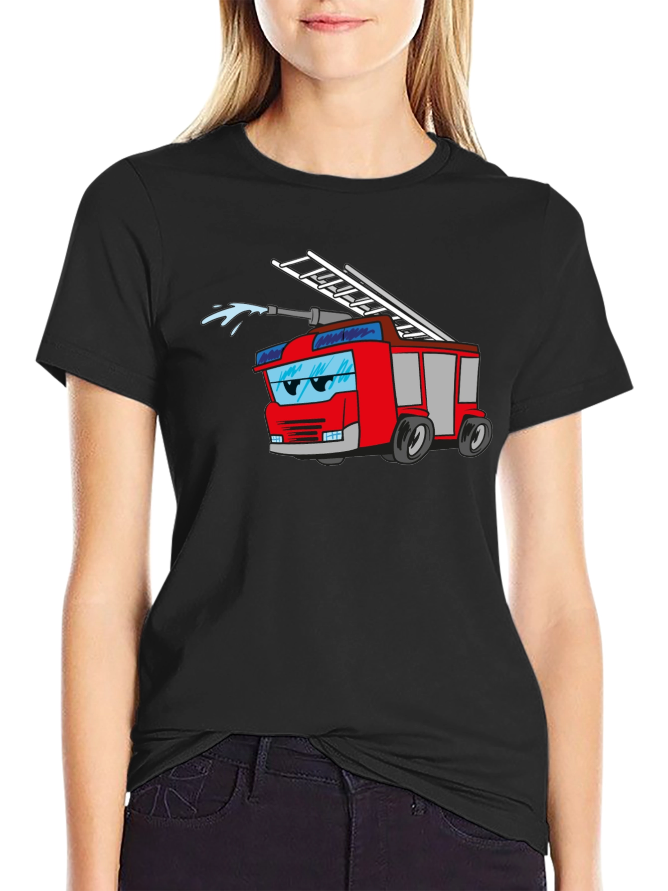 Cartoon Fire Truck Graphic Tee