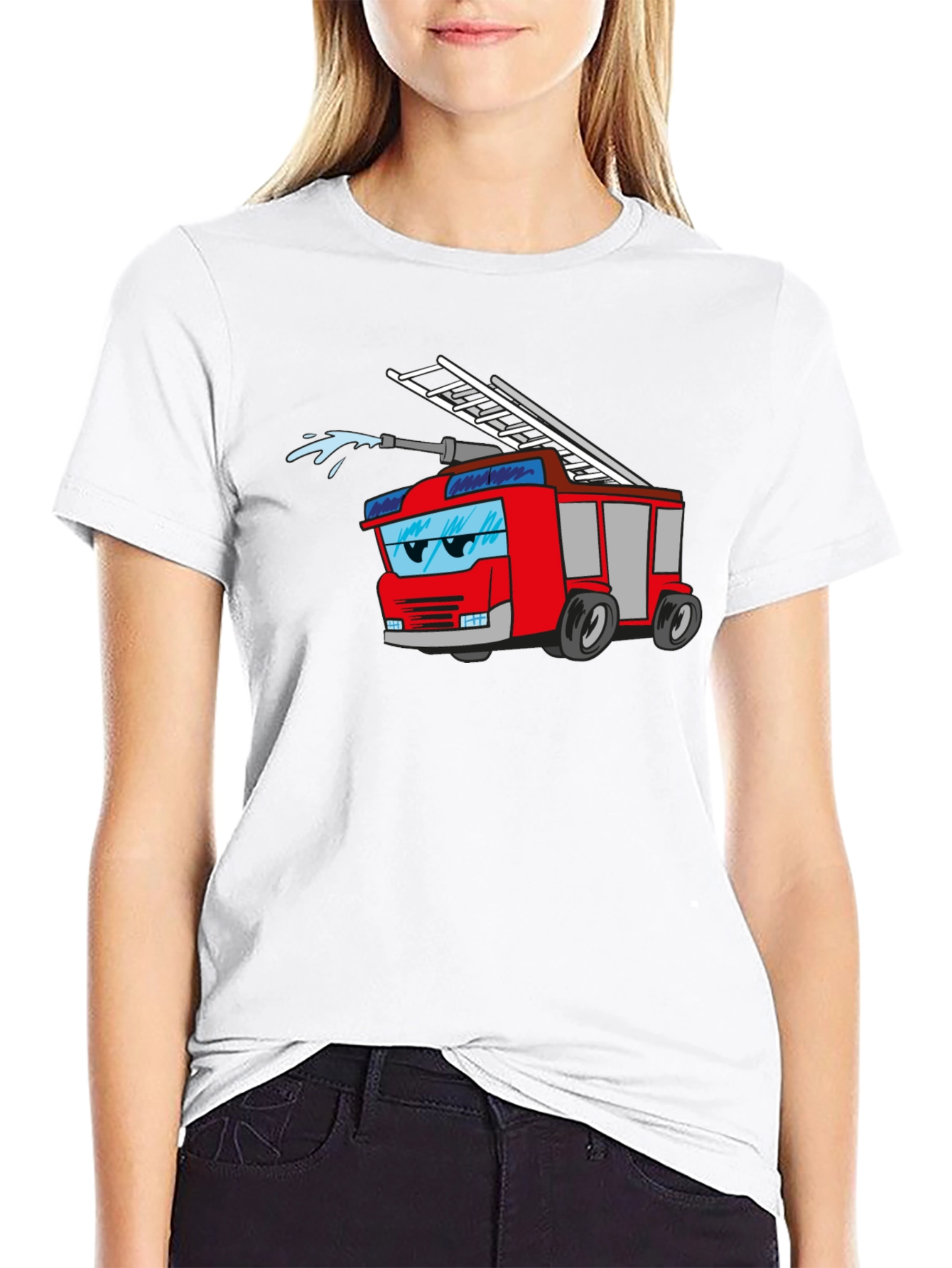 Cartoon Fire Truck Graphic Tee