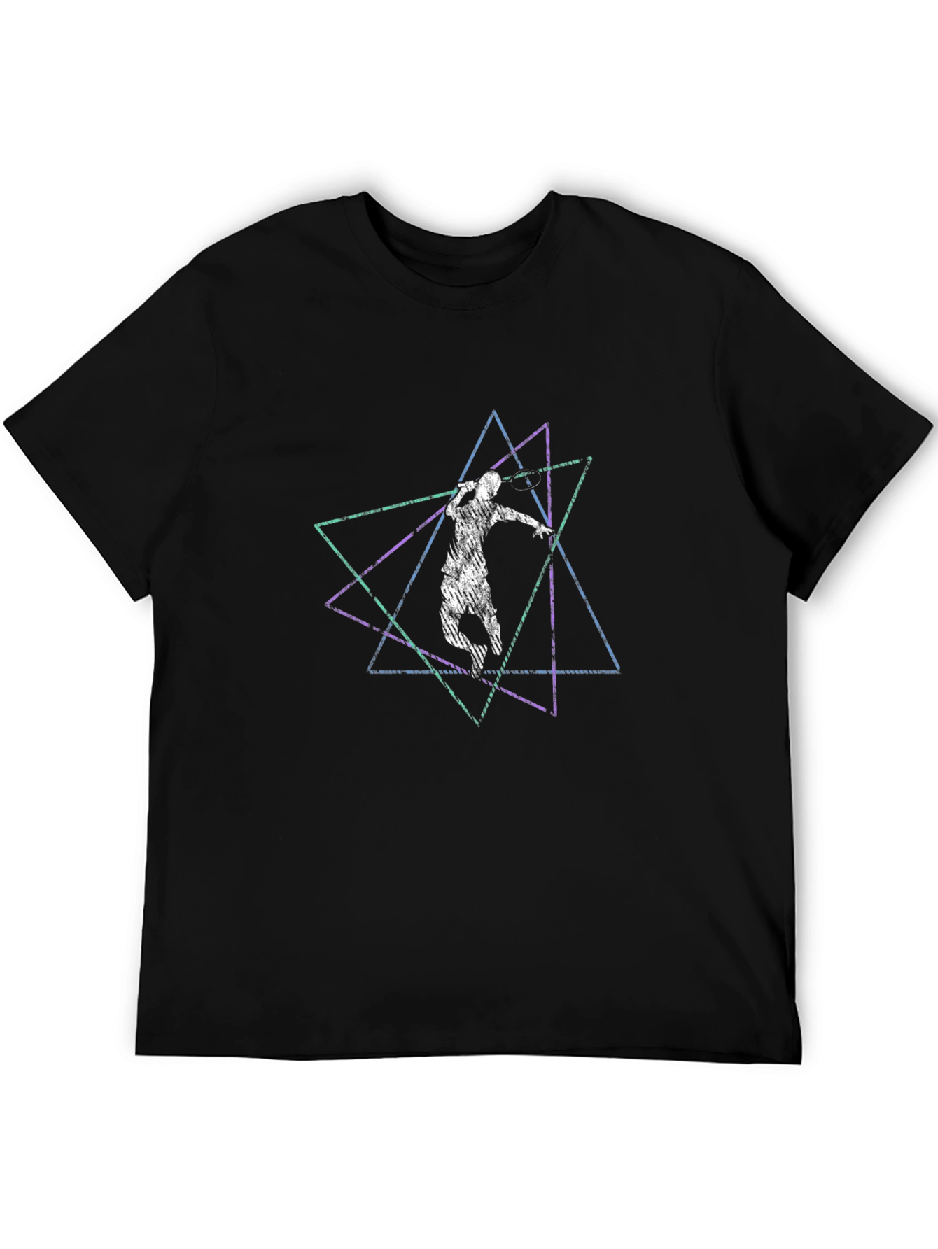 Geometric Tennis Player Graphic Black Tee