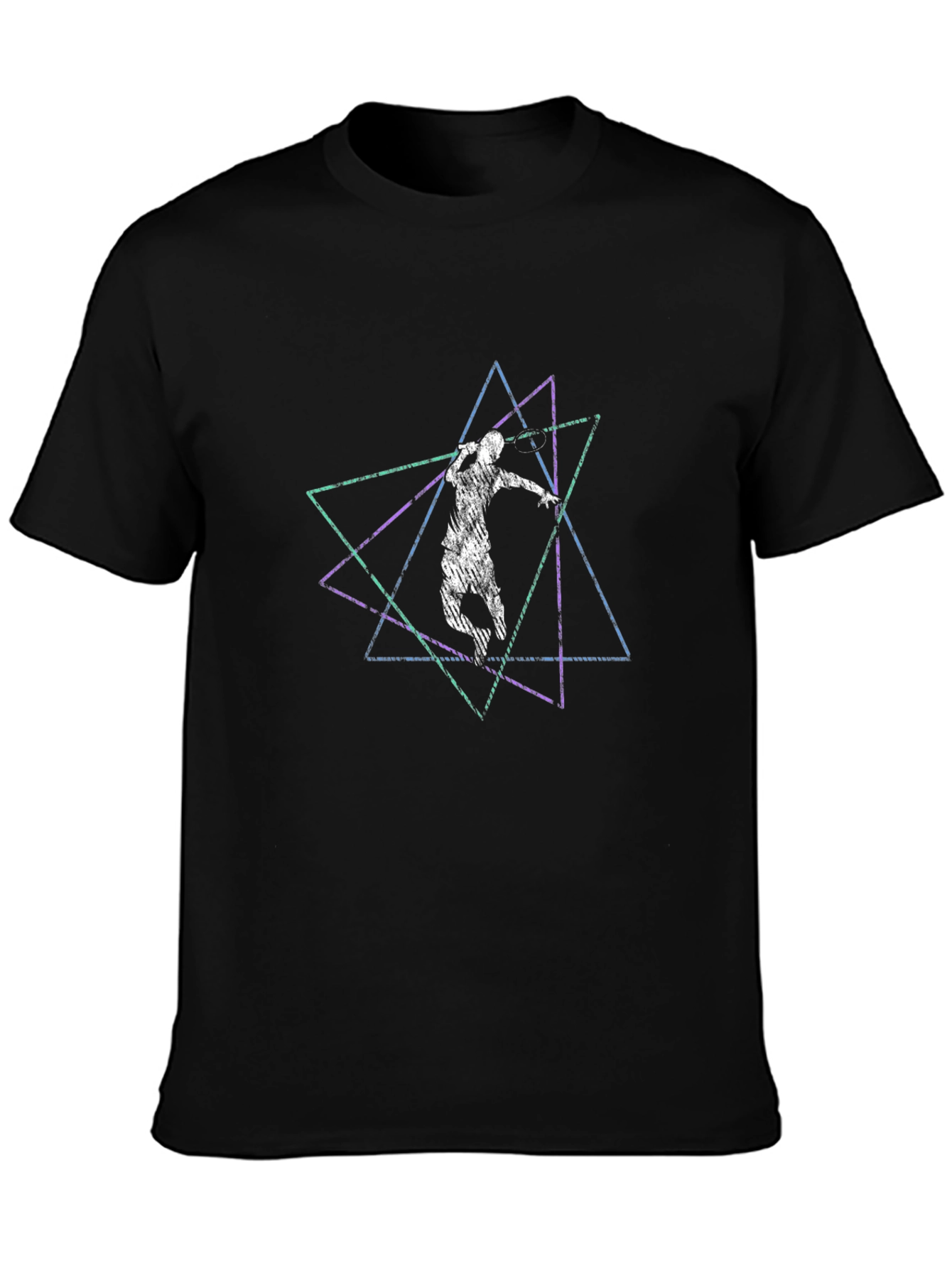 Geometric Tennis Player Graphic Black Tee