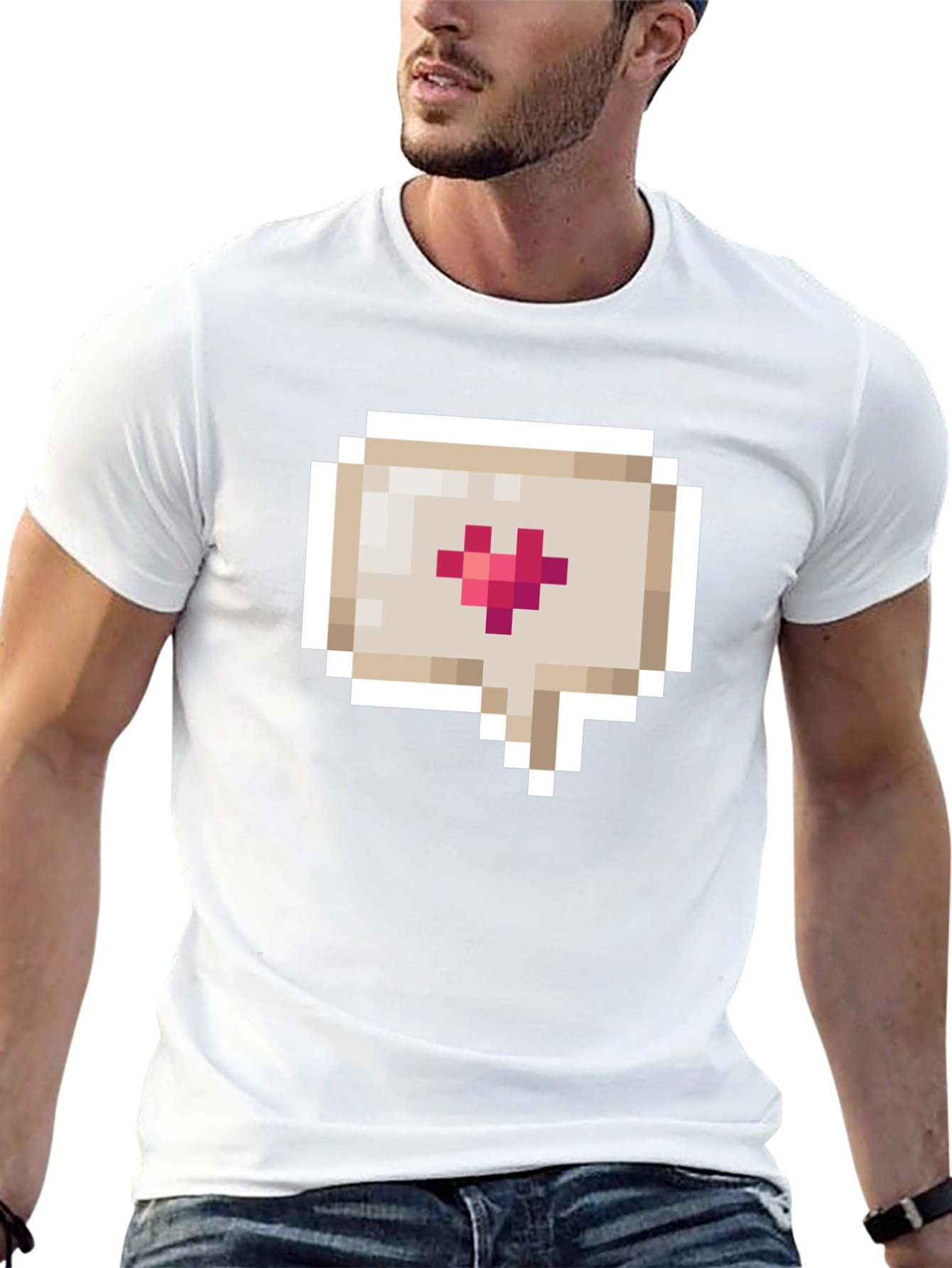 Pixel Heart Speech Bubble Black T-Shirt