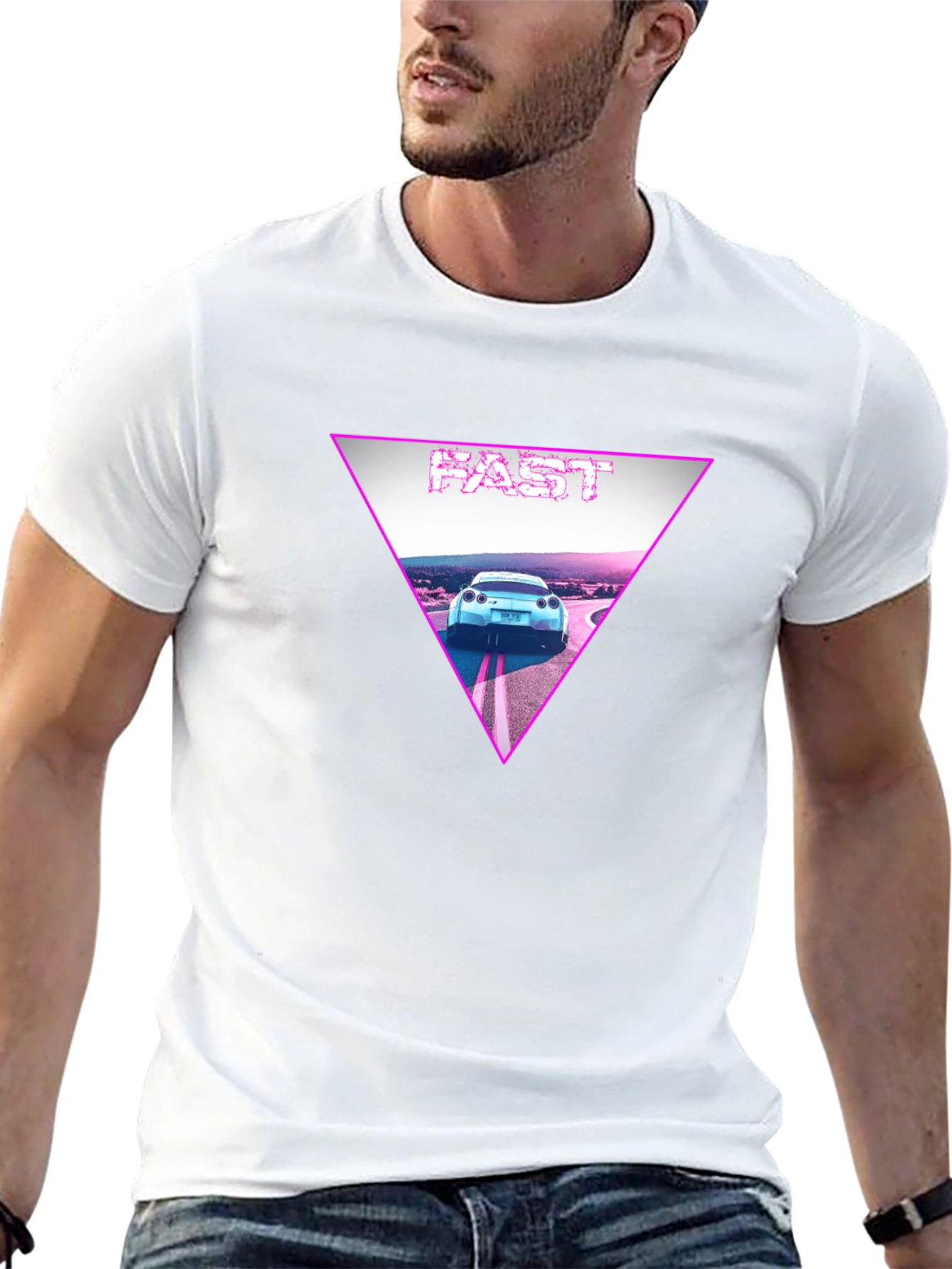 Fast Car Triangle Graphic T-Shirt