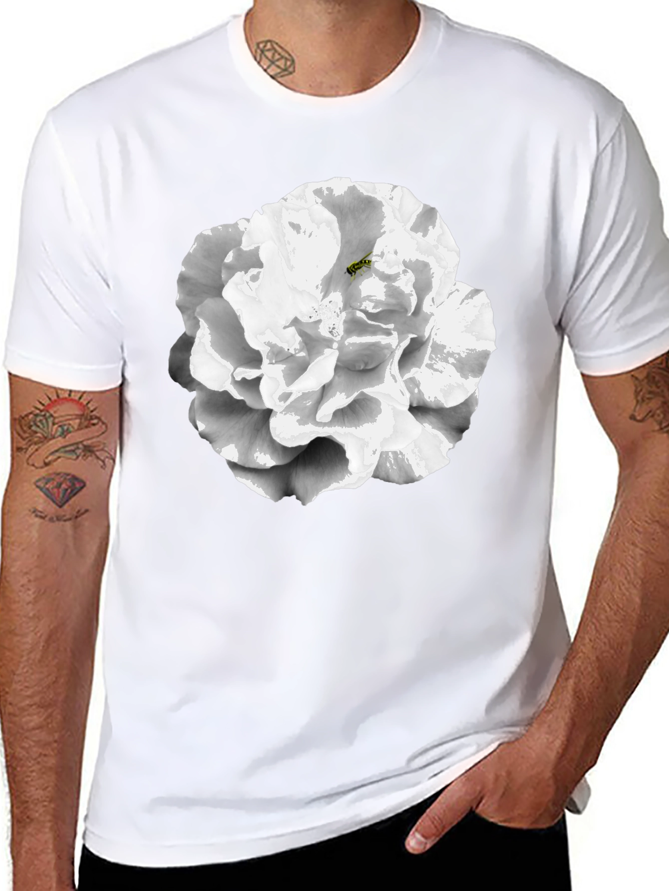 Floral Graphic T-Shirt - Black Cotton Blend