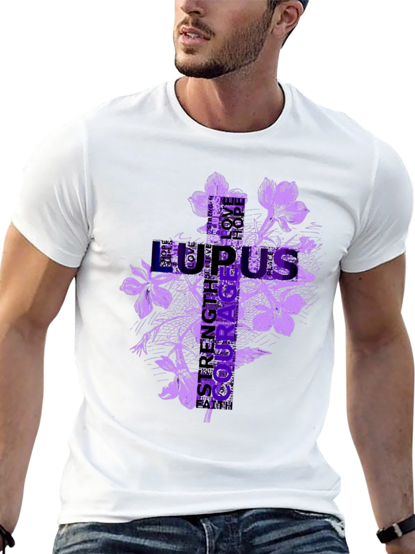 Lupus Awareness Flower Graphic T-Shirt