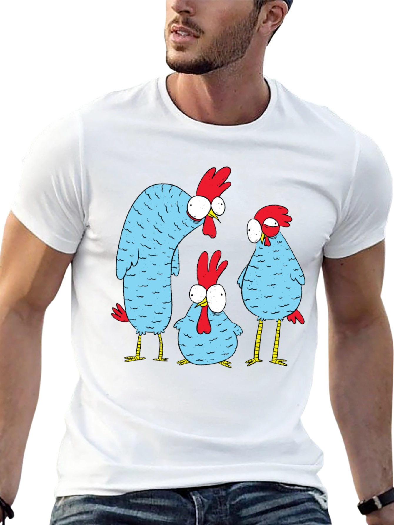 Funny Chicken Graphic T-Shirt - Black