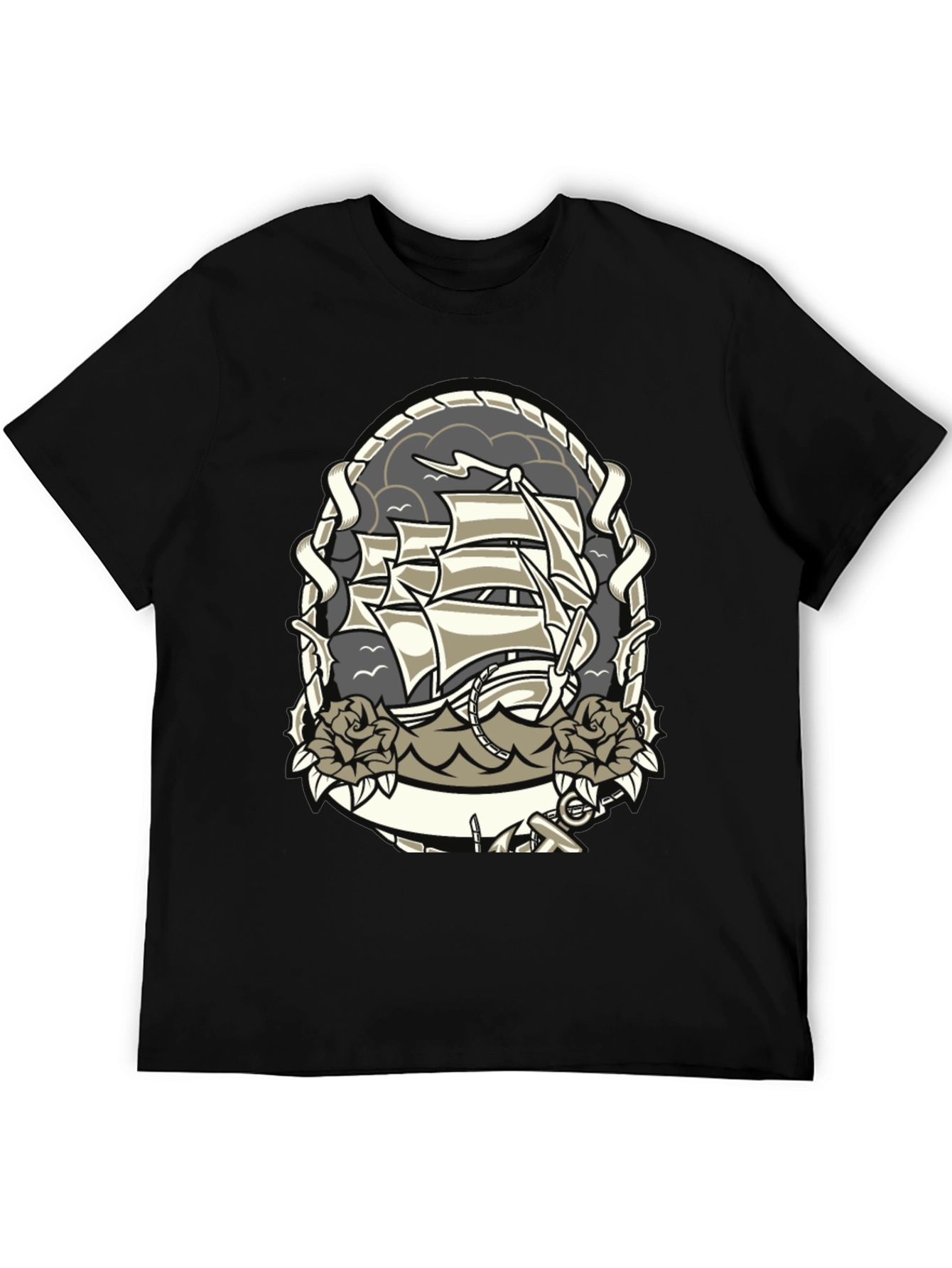 Nautical Ship Tattoo Graphic T-Shirt