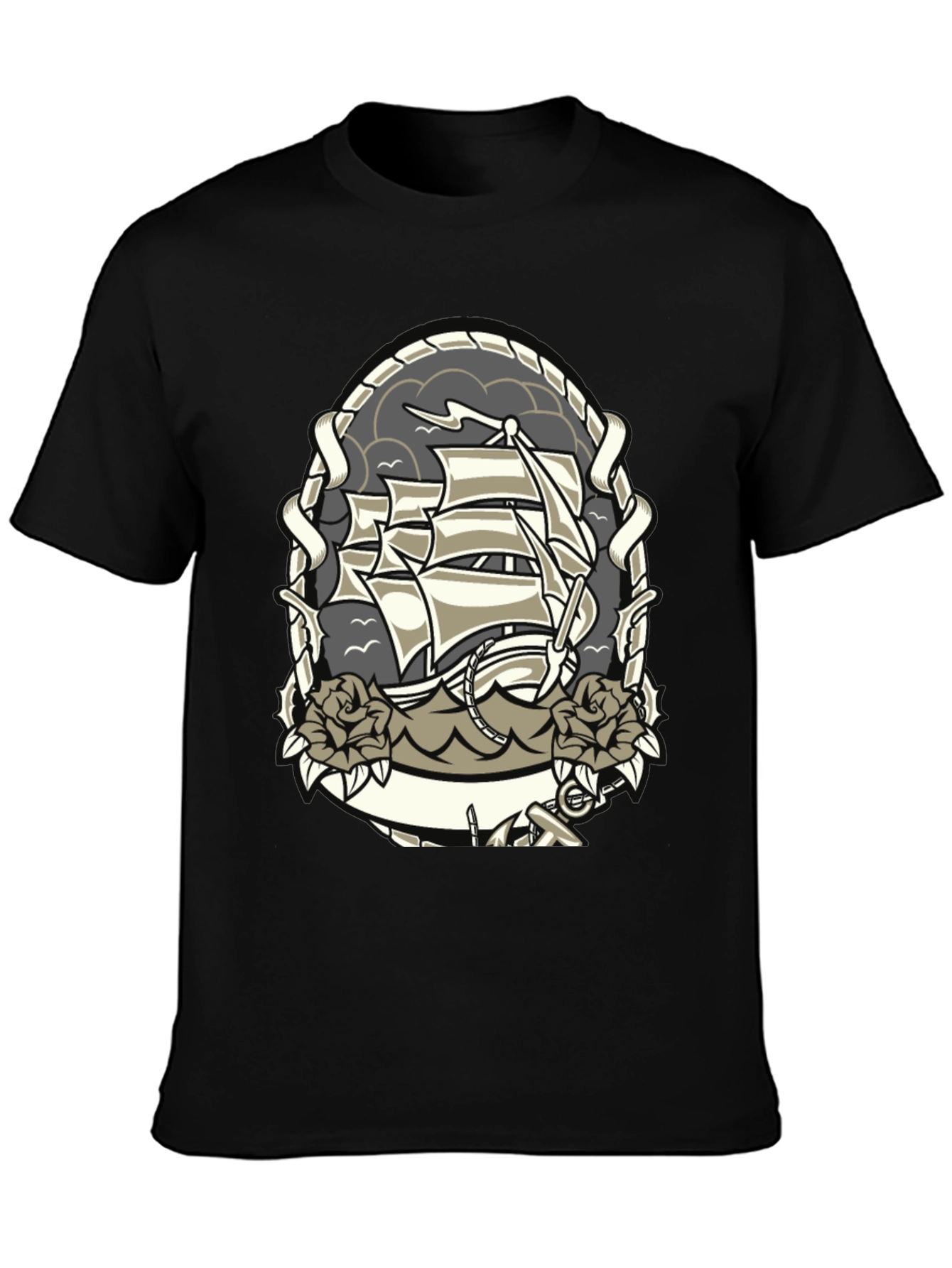 Nautical Ship Tattoo Graphic T-Shirt