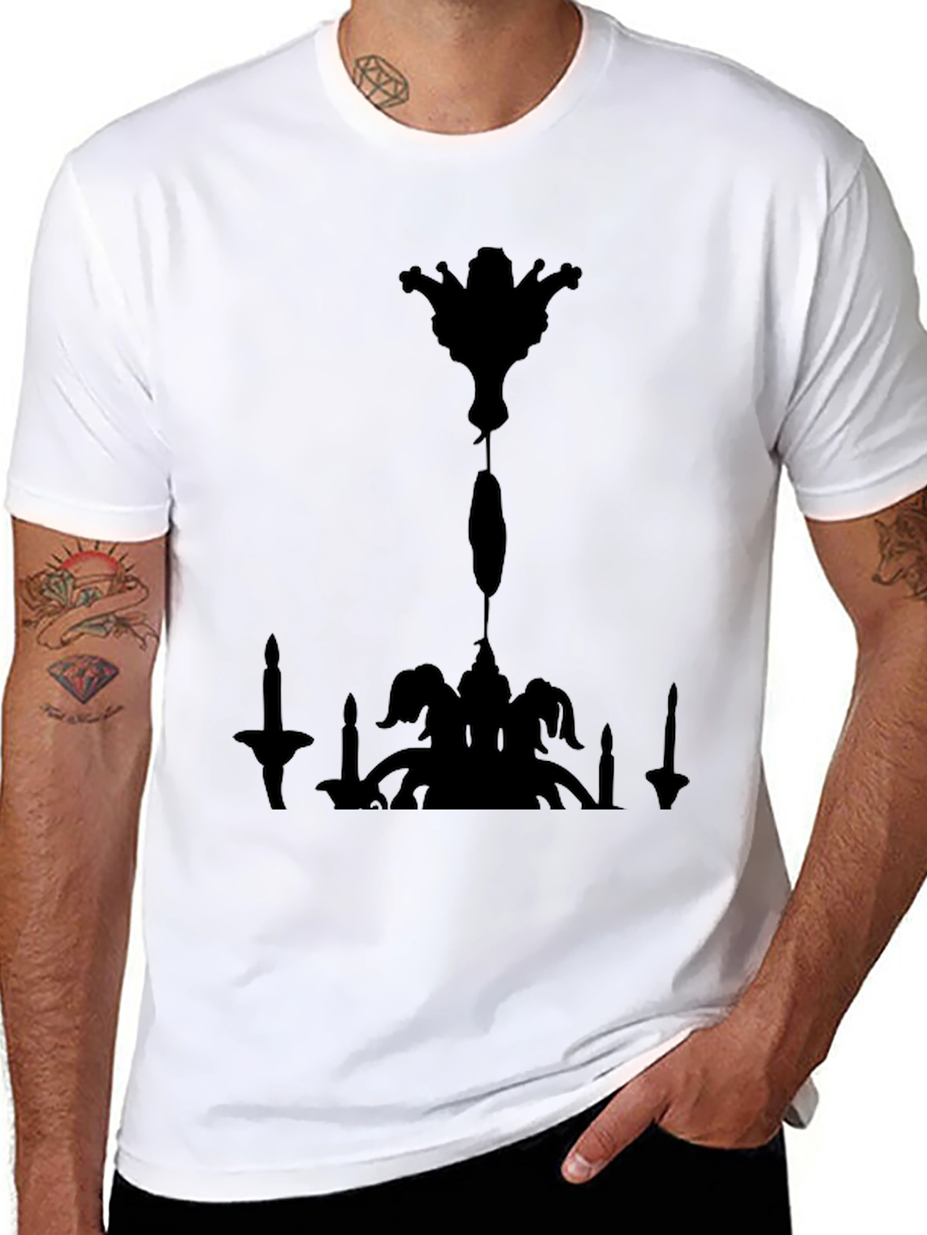 Chandelier Silhouette Graphic Tee - Mens Black T-Shirt