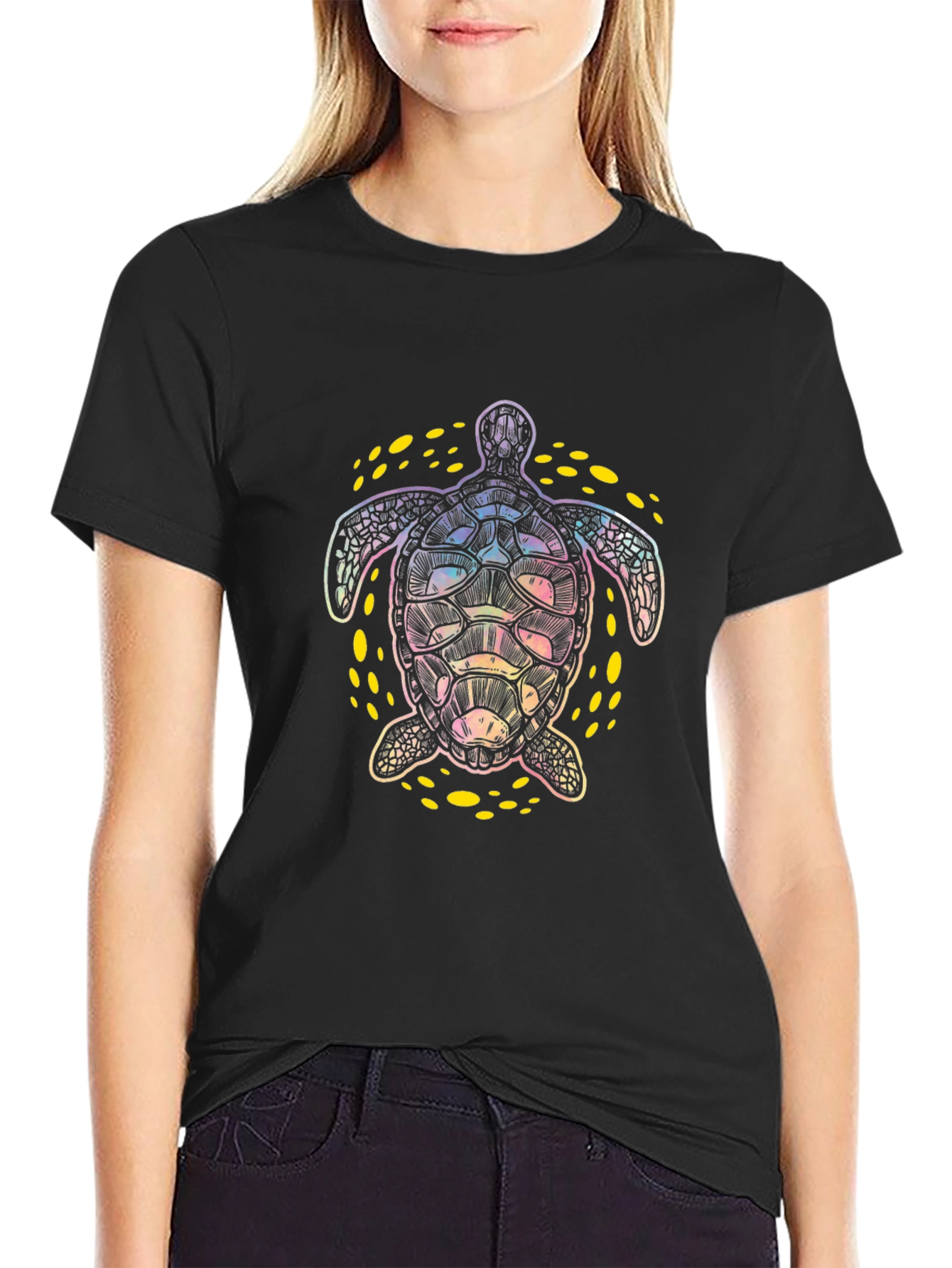 Turtle Graphic Tee - Black Cotton Comfort
