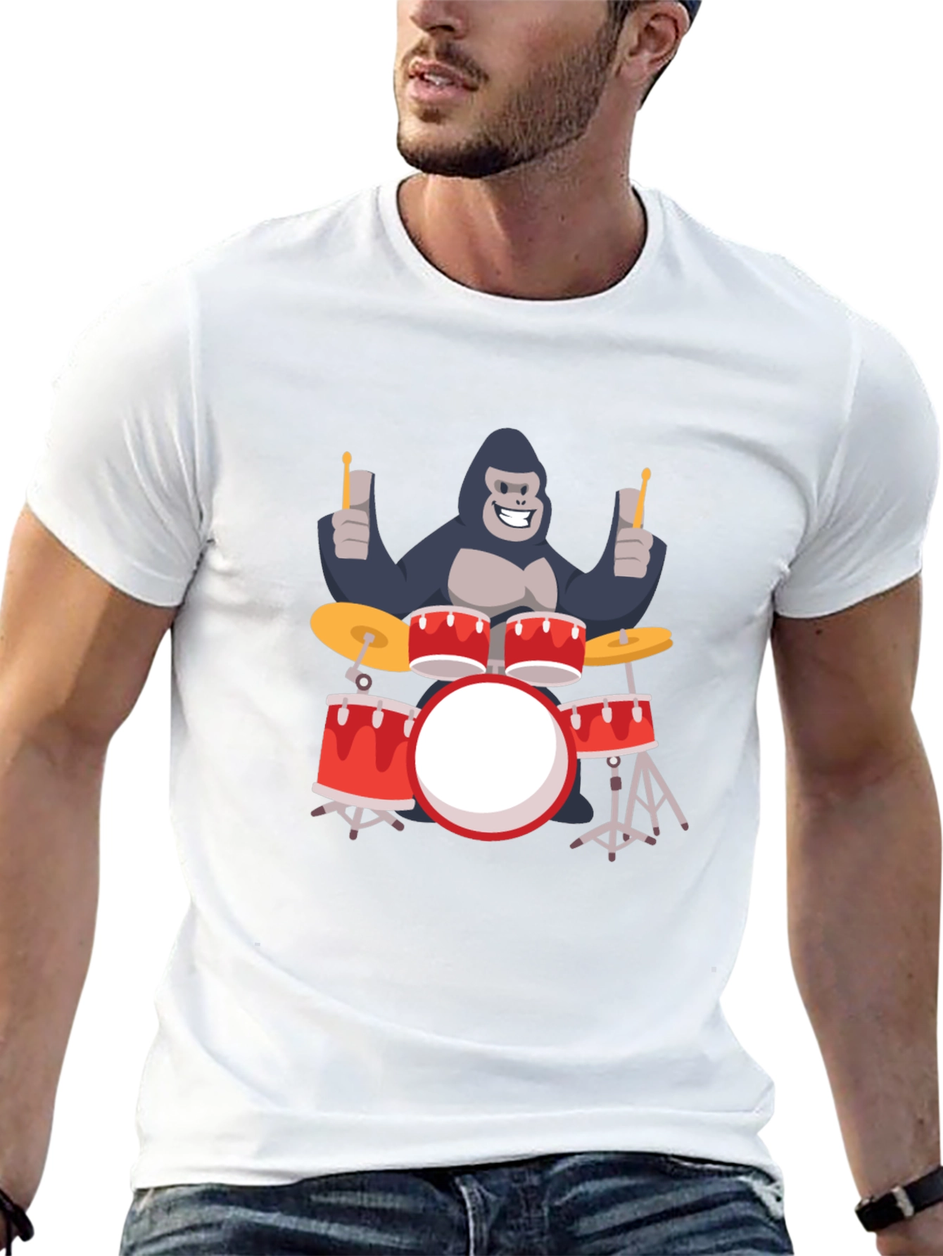 Gorilla Drummer T-Shirt - Black