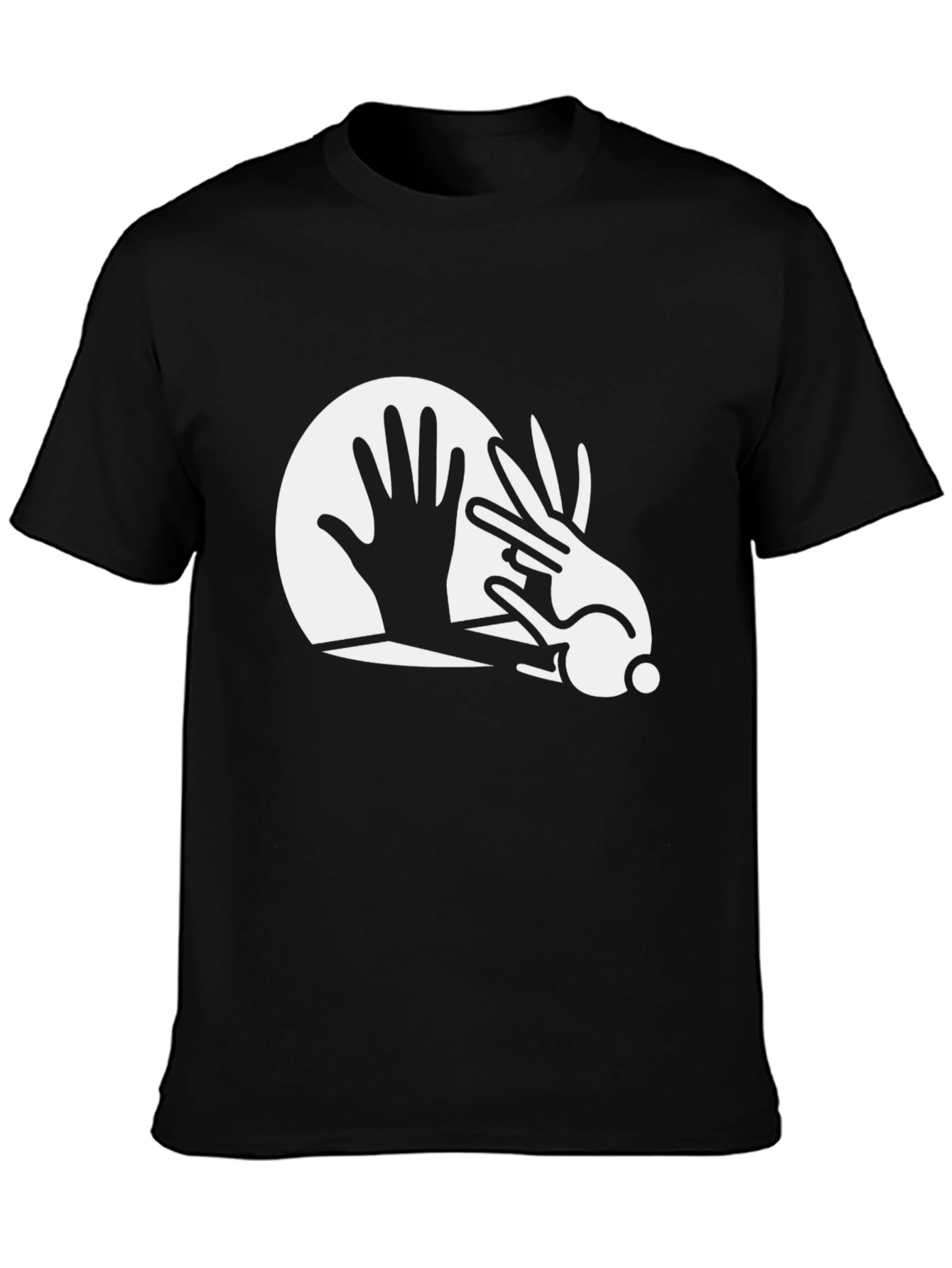 Rabbit Hand Shadow Art Black T-Shirt