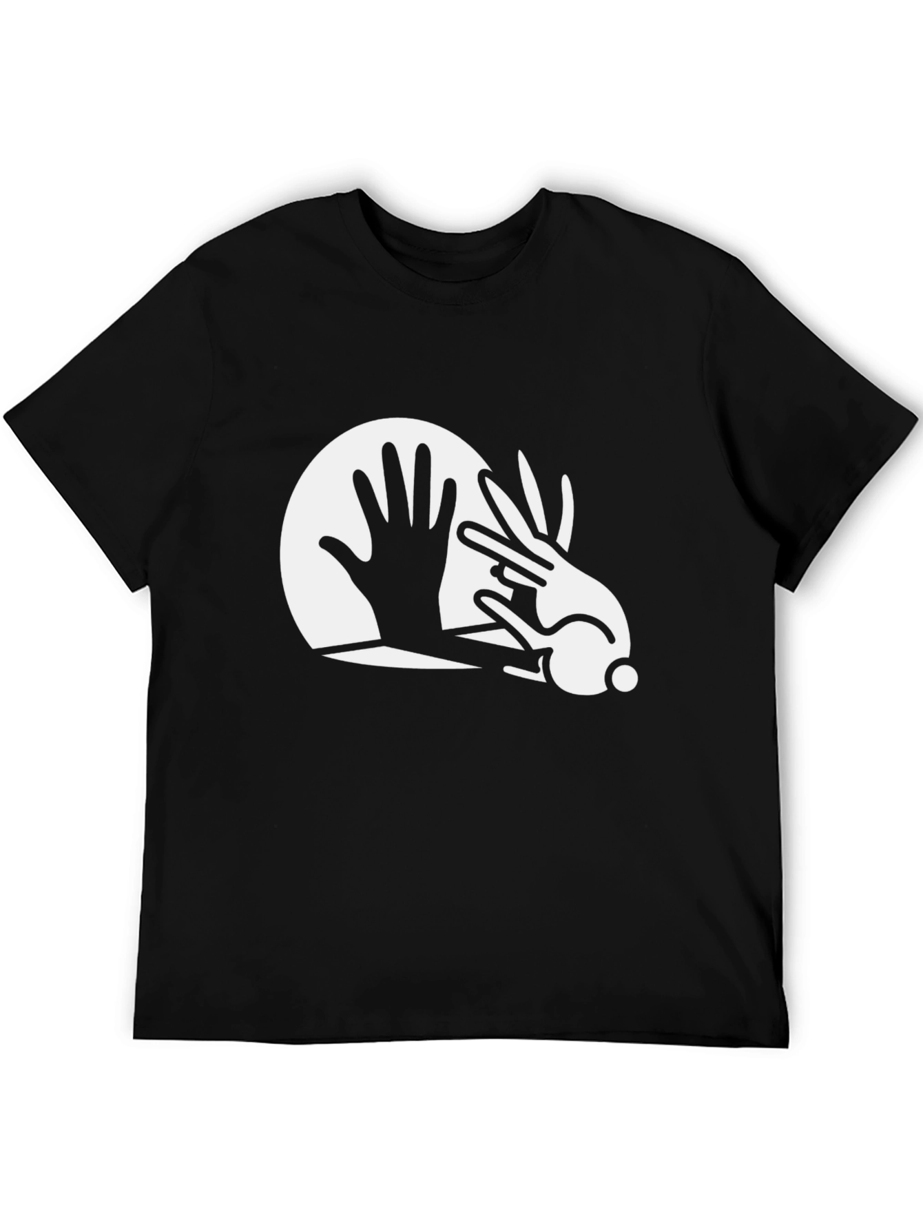 Rabbit Hand Shadow Art Black T-Shirt