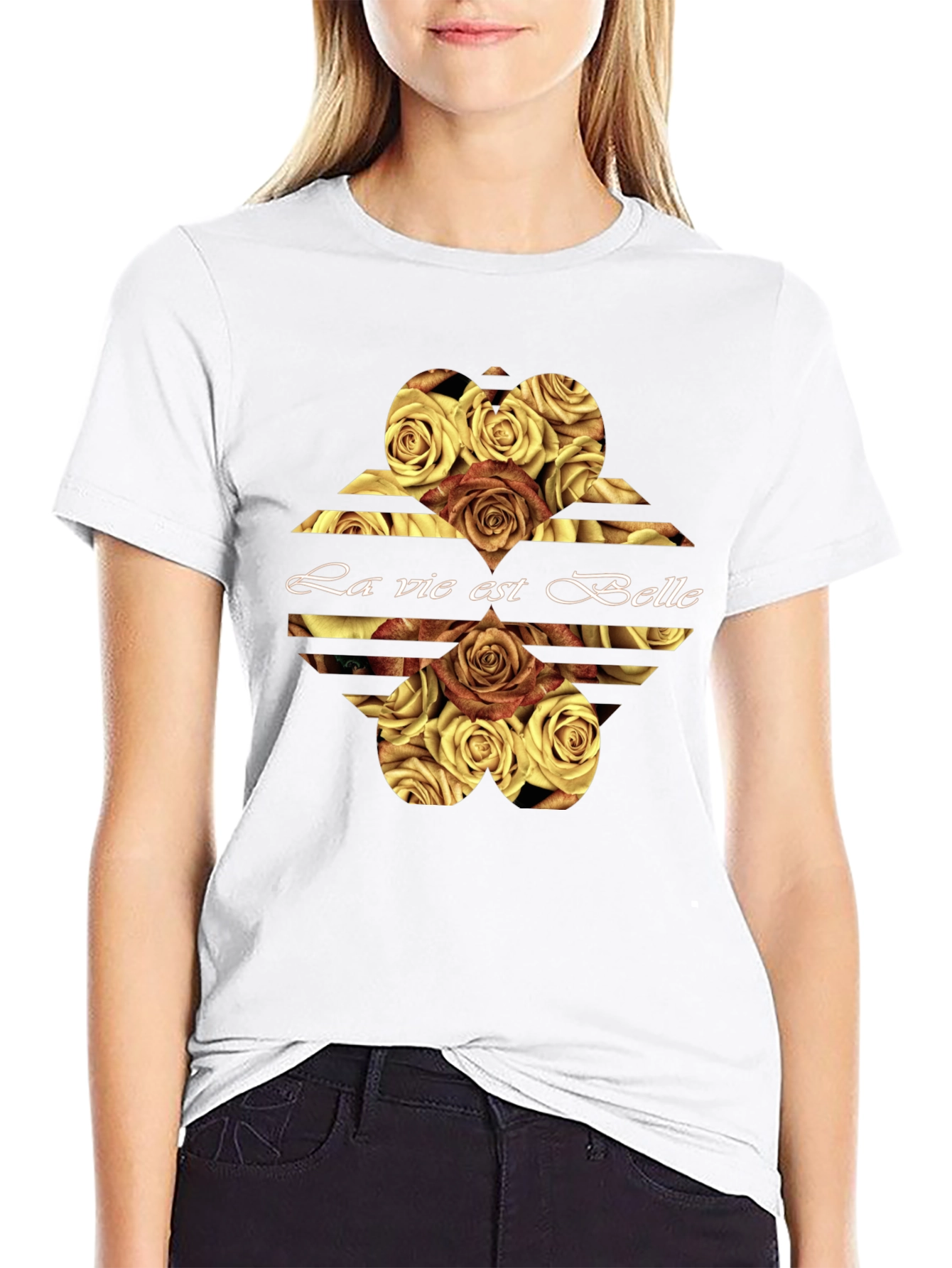 La Vie Est Belle Roses Graphic Tee - Black