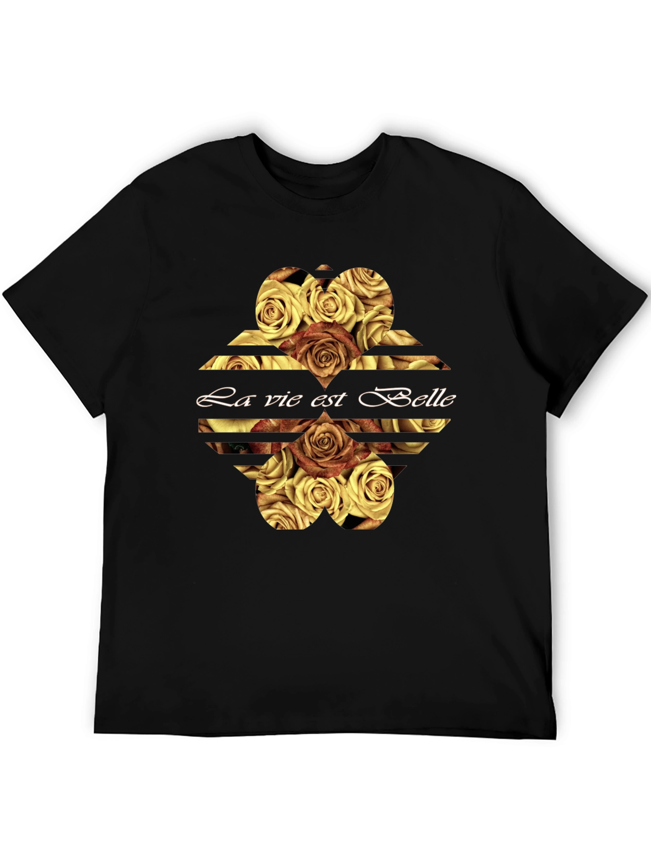 La Vie Est Belle Roses Graphic Tee - Black