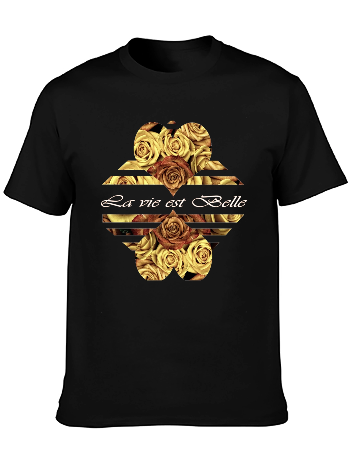 La Vie Est Belle Roses Graphic Tee - Black